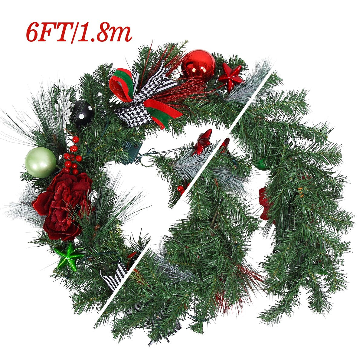 6 FT Christmas Garland with Lights - 6FT