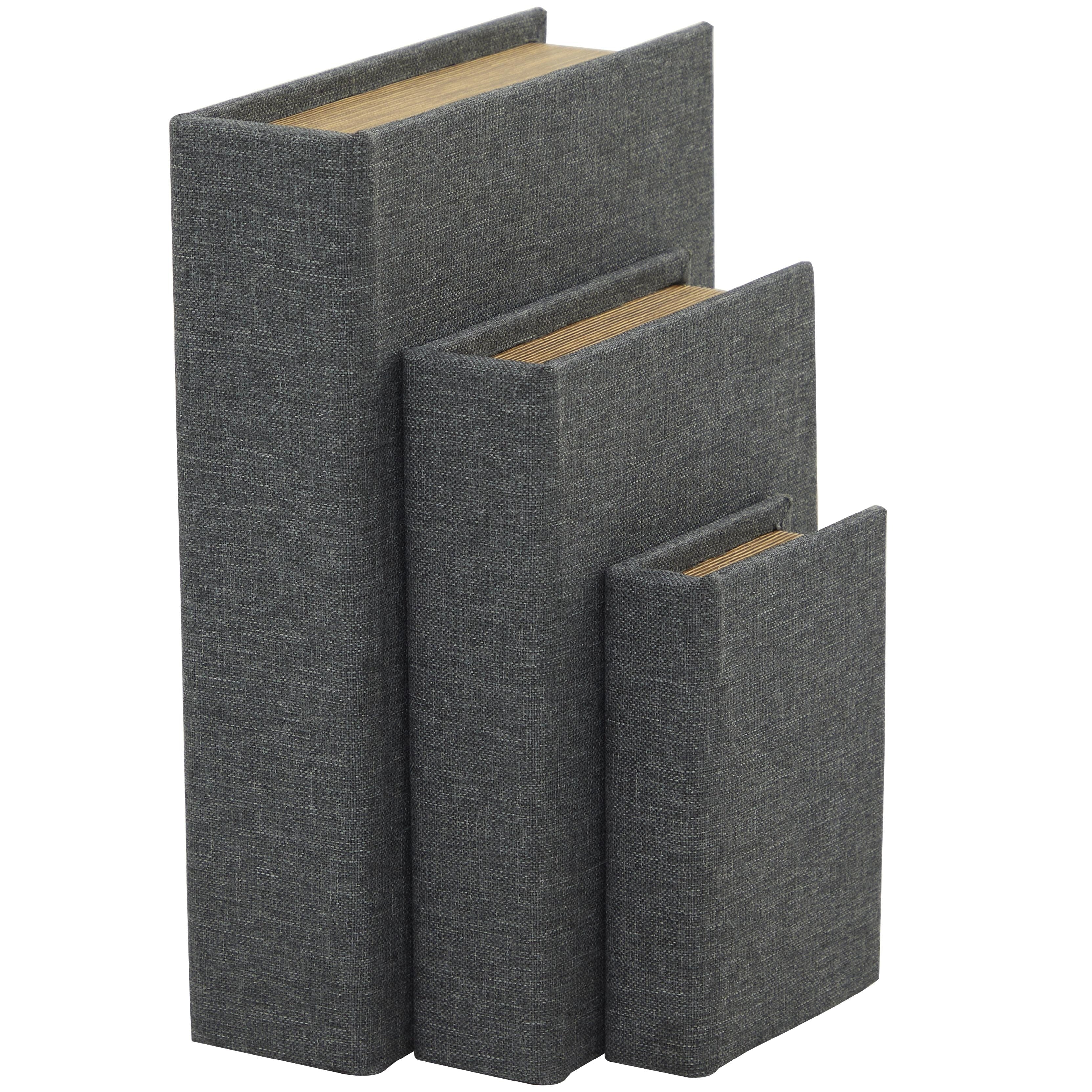 Linen Leather or Wooden Fabric Storage Book Decorative Box - Set of 3 or 4 Multi Colored - Roche River Decor