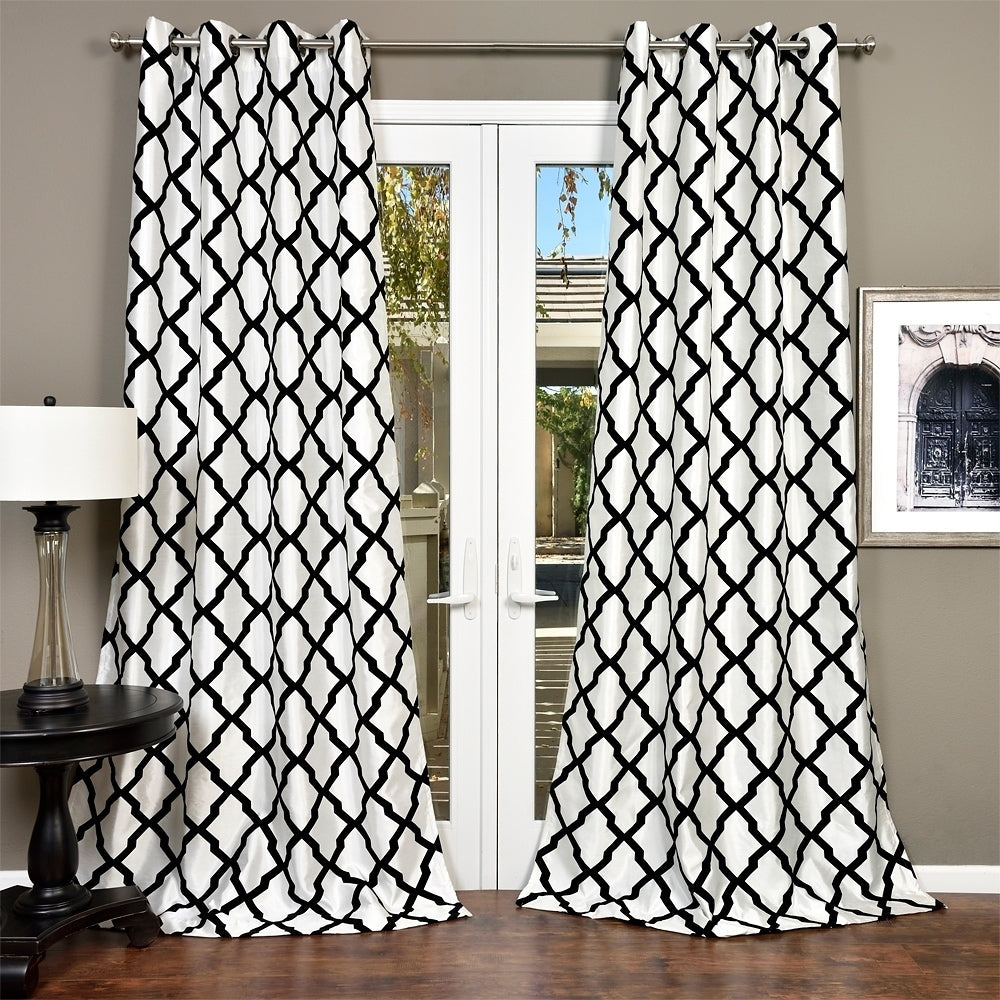 Lambrequin Trellis Bold Flocked Curtain Panel