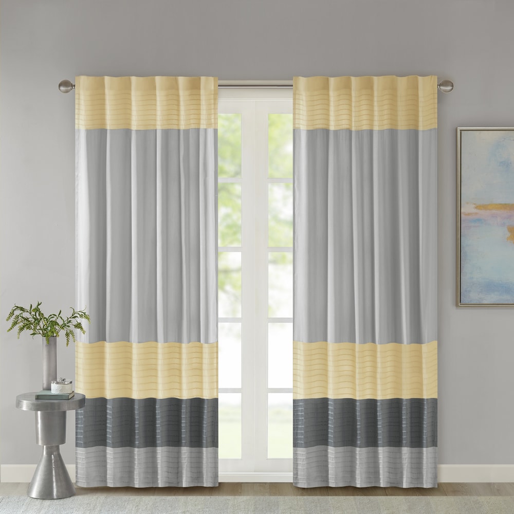 Madison Park Selma Polyoni Pintuck Single Window Curtain Panel