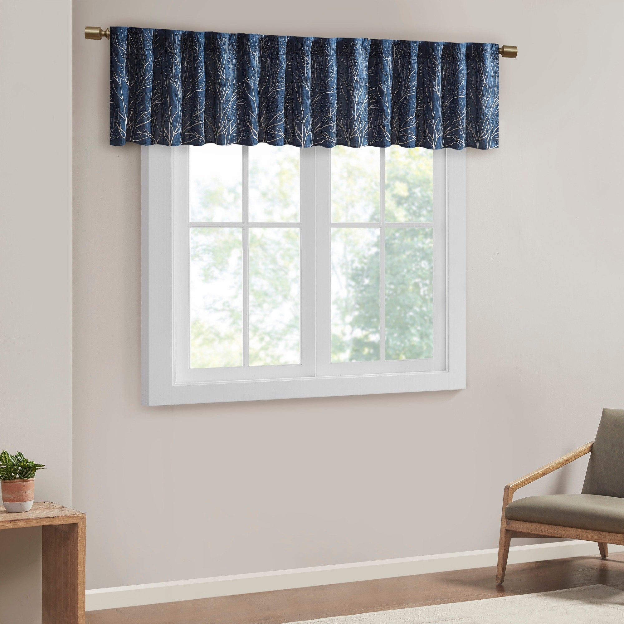 Madison Park Eliza Faux Silk Embroidered Window Valance - 50 x 18