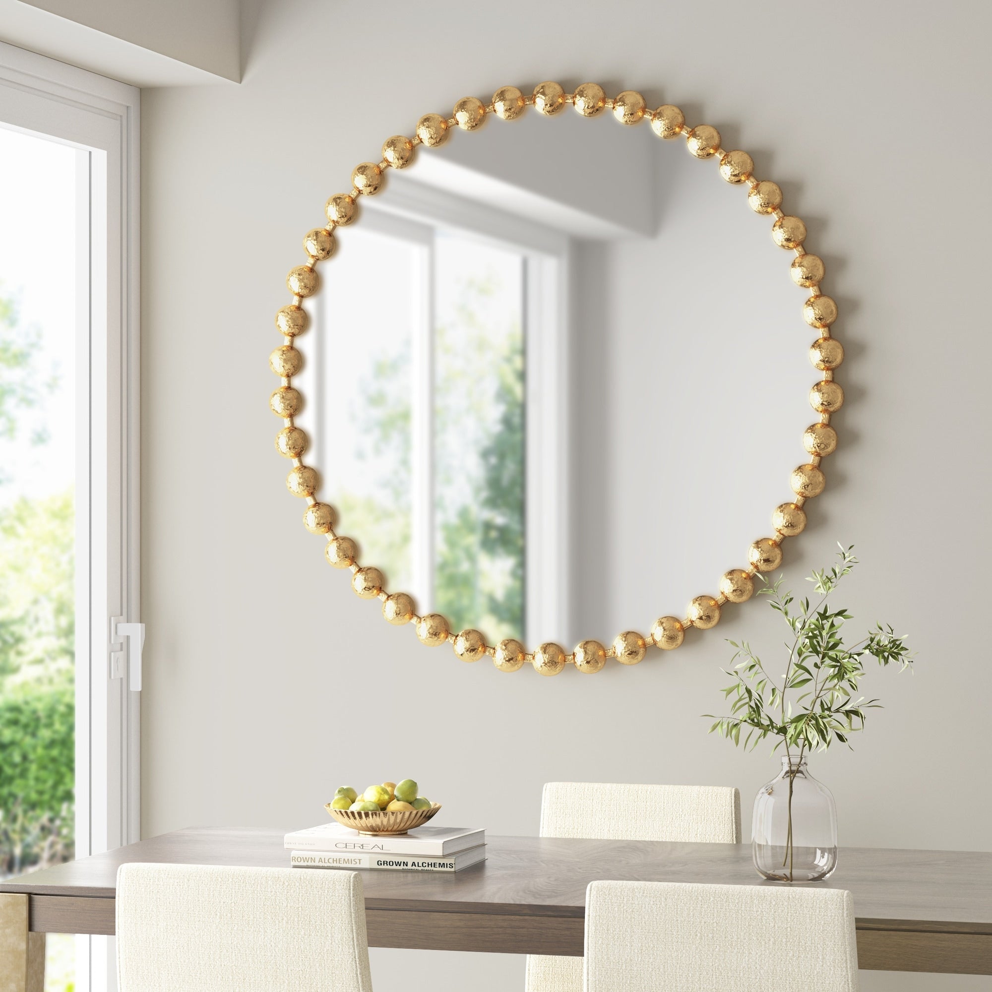 Madison Park Signature Marlowe Beaded Round Wall Mirror