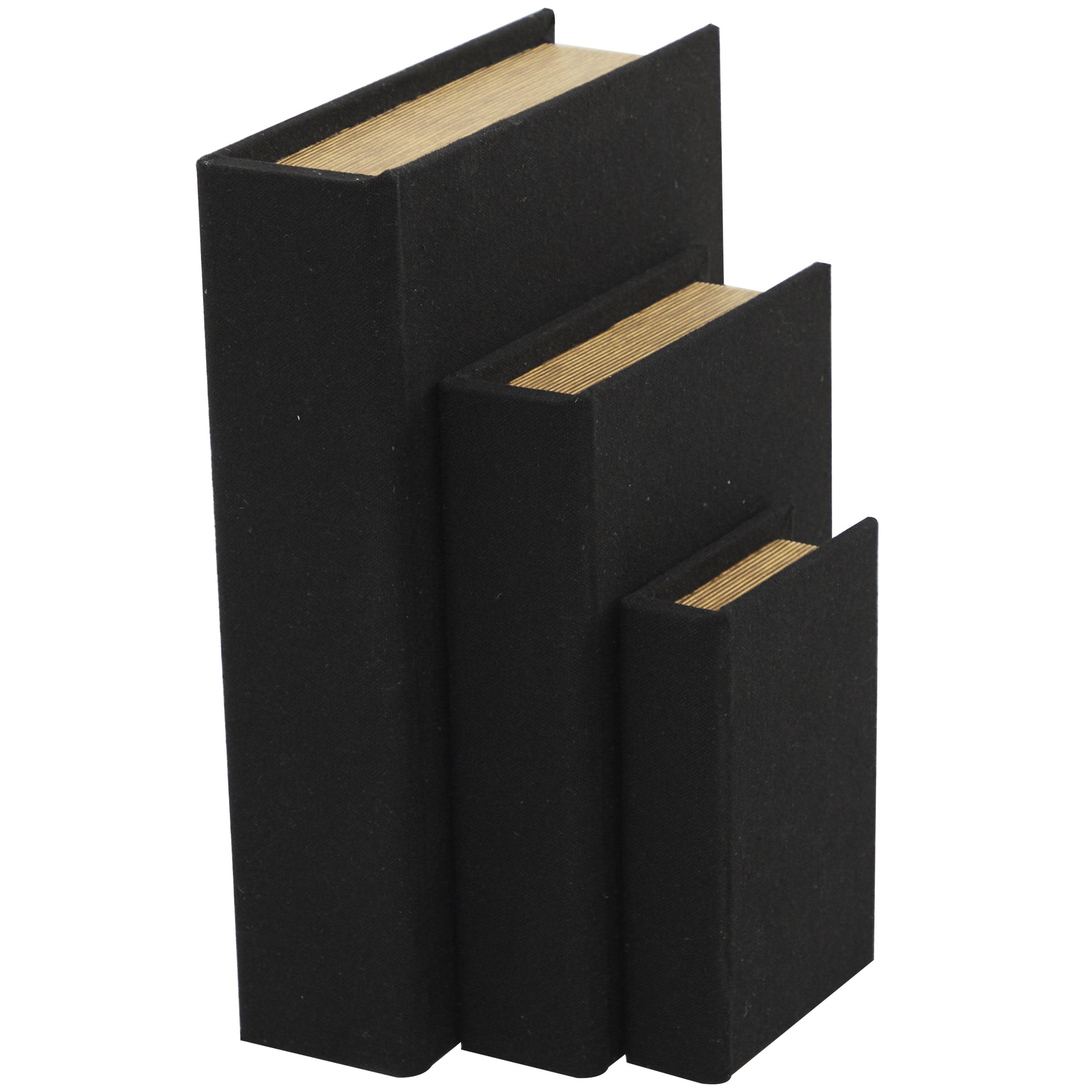 Linen Leather or Wooden Fabric Storage Book Decorative Box - Set of 3 or 4 Multi Colored - Roche River Decor