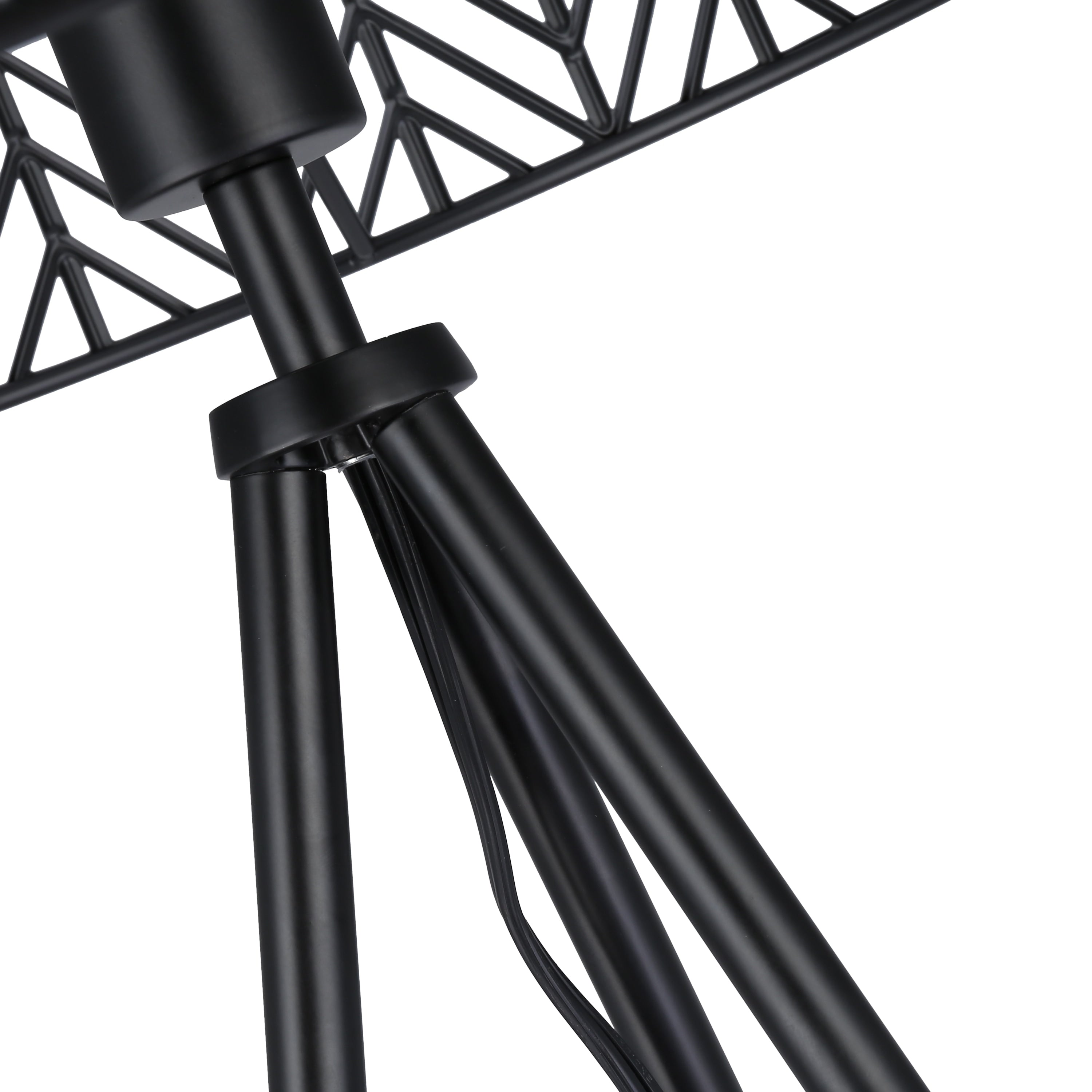 Roisin River of Goods Black Metal Cage-Shade 18.5-Inch Tripod-Base Accent Lamp - 10.125 x 10.125 x 18.5