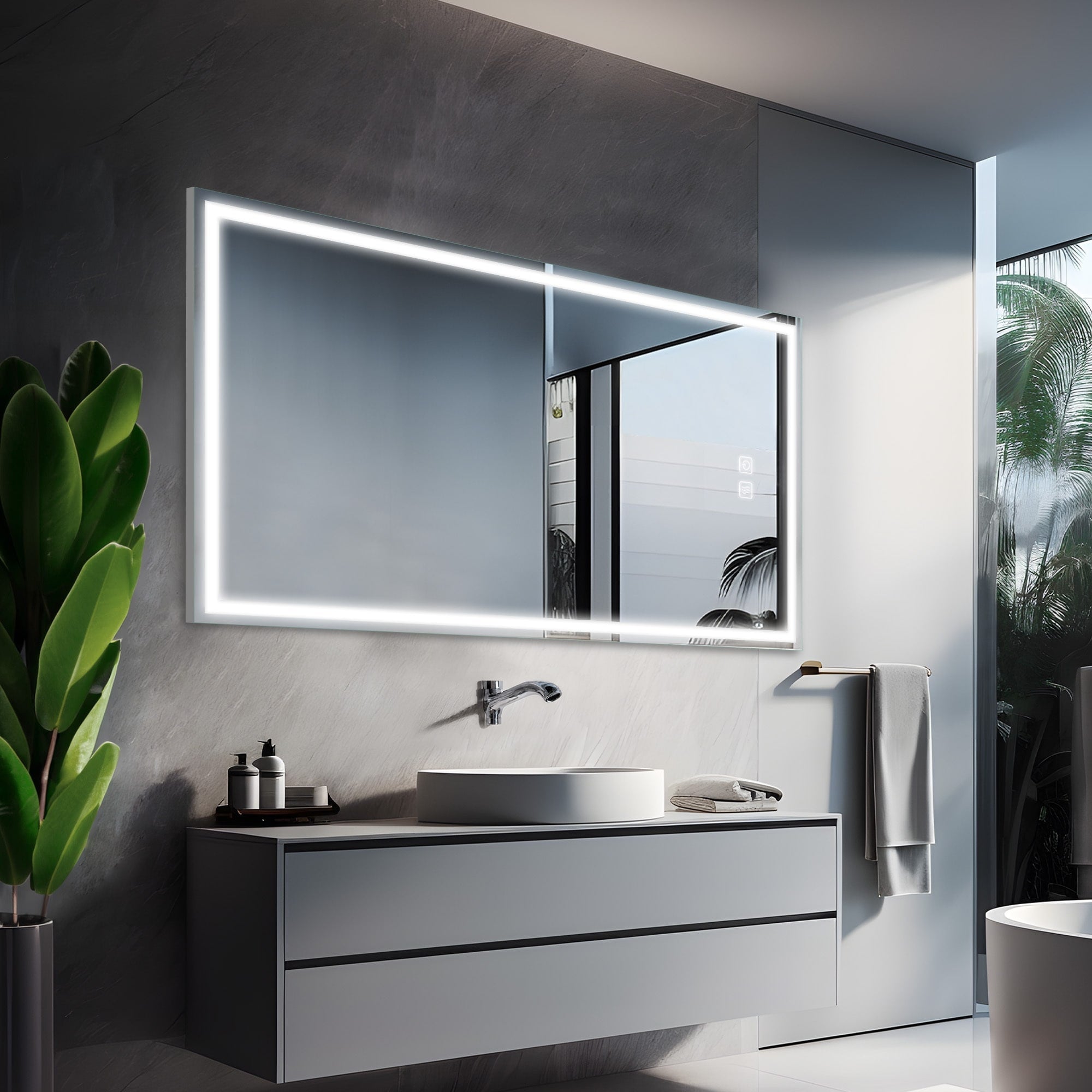 LED Mirror Bathroom Wall Mirror Vanity Mirror Waterproof Design