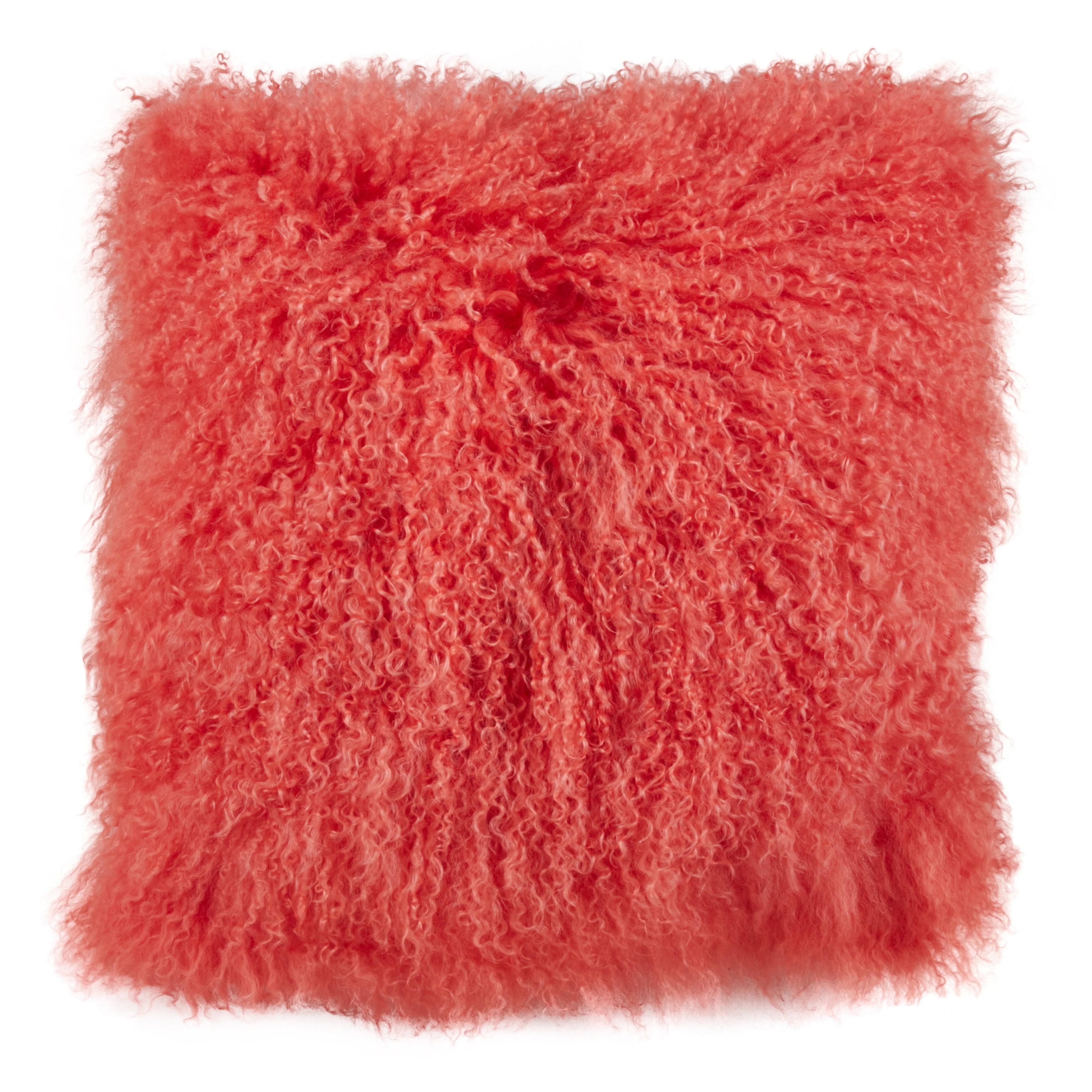 Wool Mongolian Lamb Fur Decorative Throw Pillow