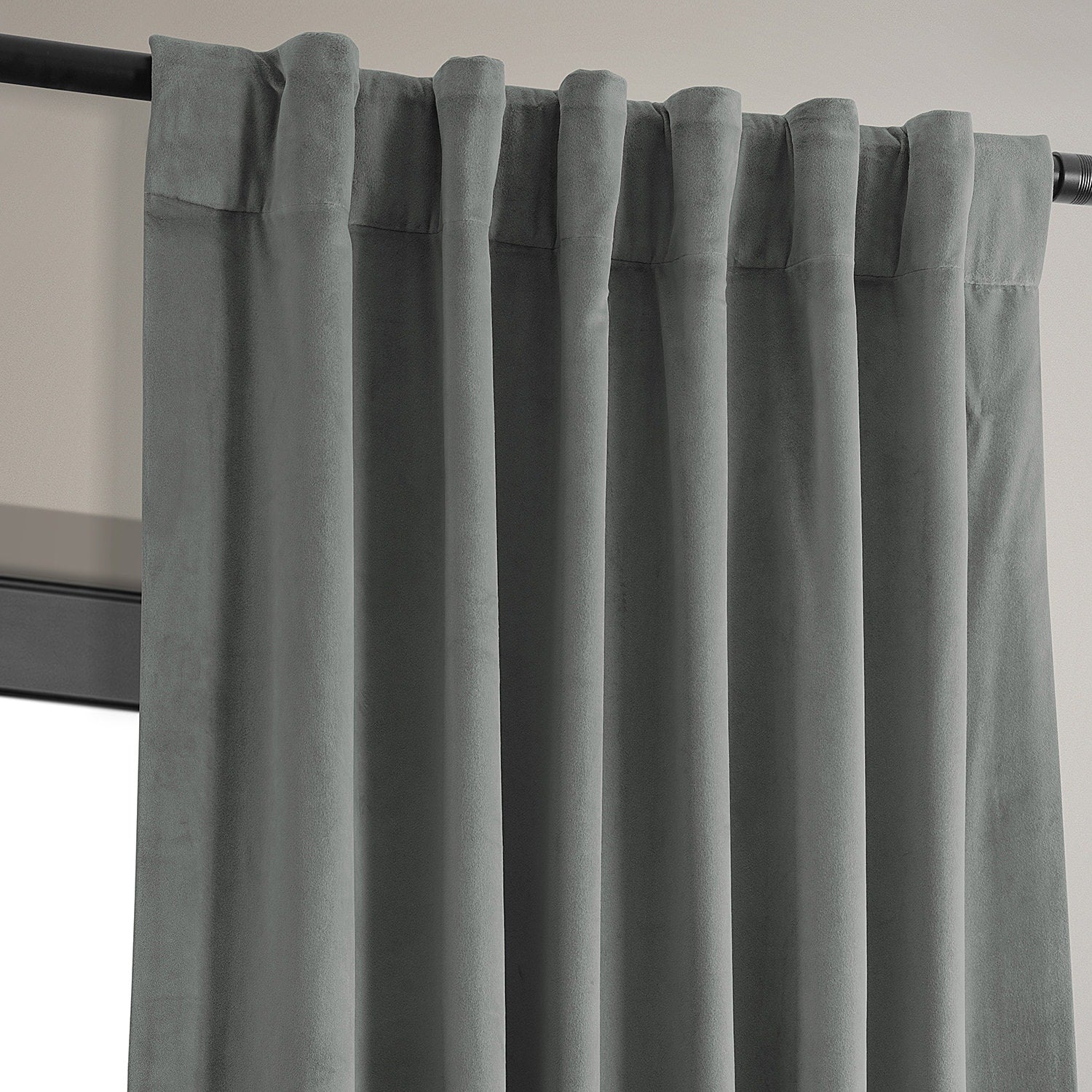 Exclusive Fabrics Signature Silver Grey Blackout Velvet Curtain Panel