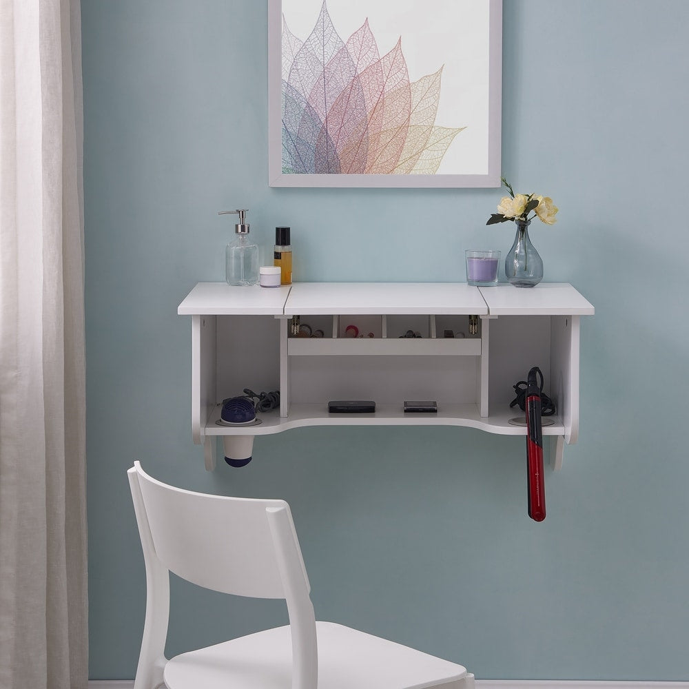 SEI Furniture Black Wall Mounted ledge with Vanity Mirror