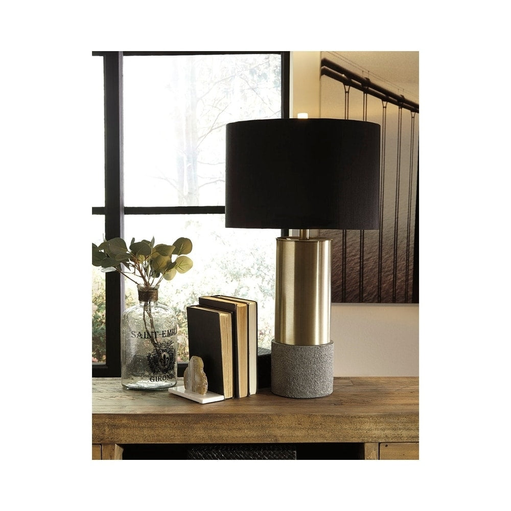 Signature Design by Ashley Jacek Grey Brass-tone and Black Table Lamp (Set of 2)