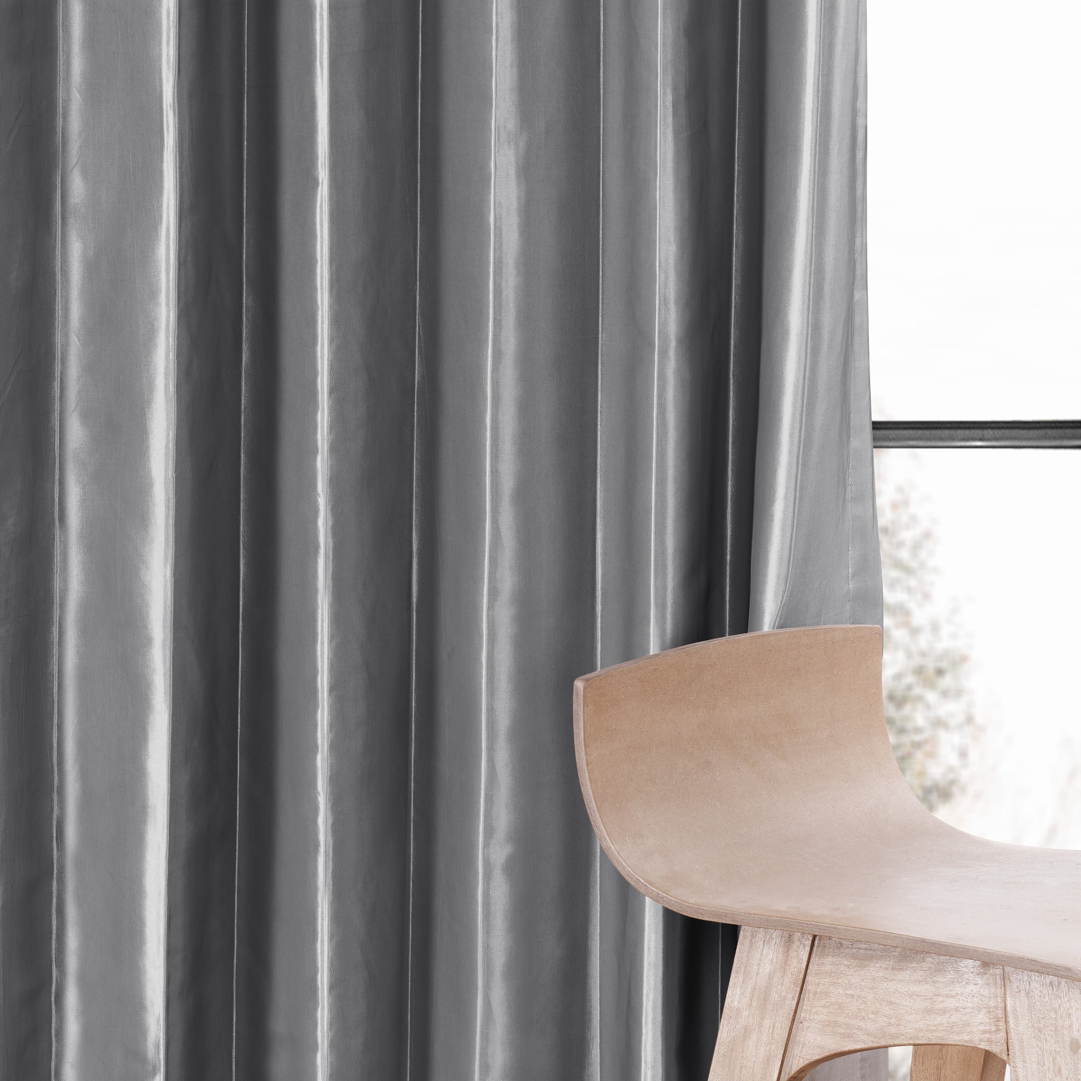 Exclusive Fabric Faux Silk Taffeta Solid Blackout Curtain (1 Panel)