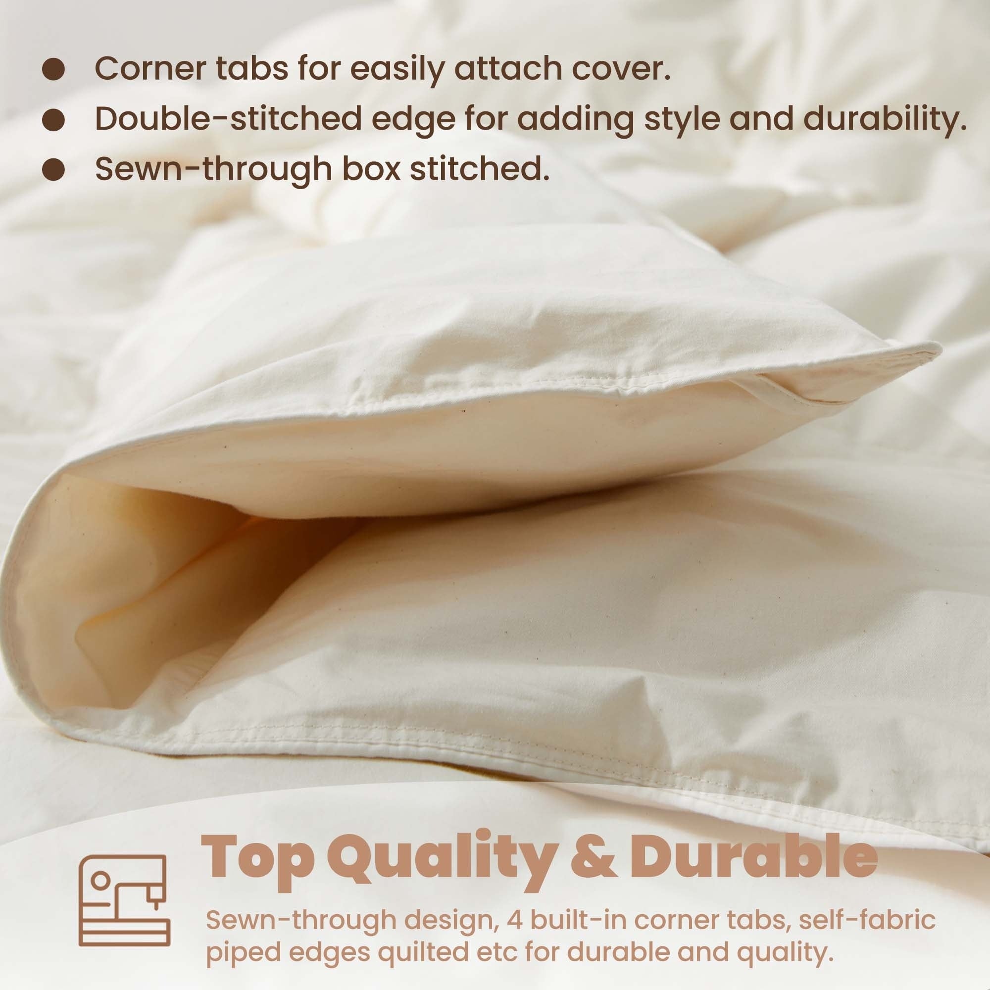 Lightweight Oversize Down Fiber Comforter Bed Blanket with 100% Organic Cotton Cover