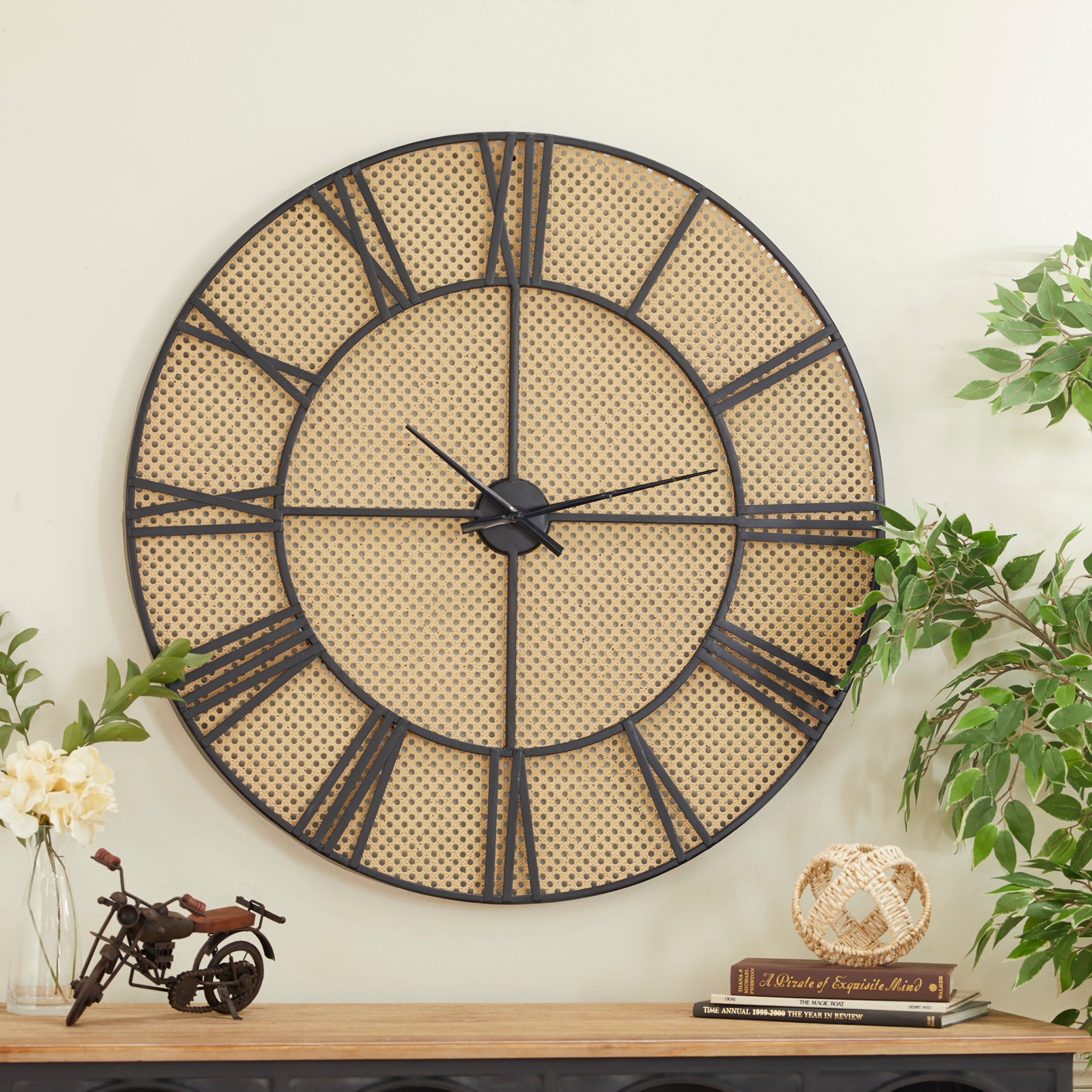 Brown Metal Traditional Wall Clock 35 x 35 x 3 - 35 x 3 x 35