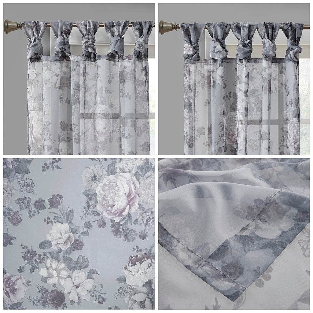 Rod Pocket and Back Tab Voile Sheer Curtain