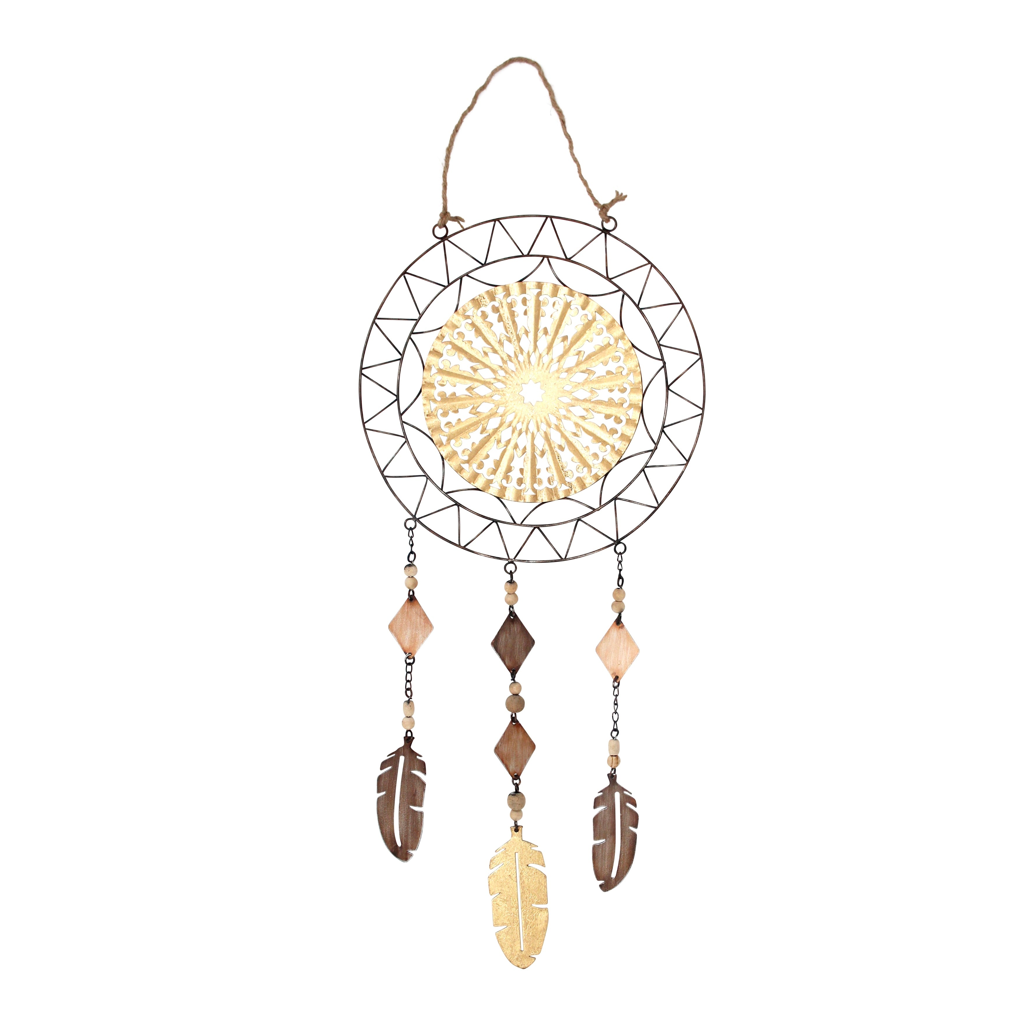 Sagebrook Home Iron Multi Metal Dreamcatcher - Elegant Wall Hanging Decor, Rustic Iron Color