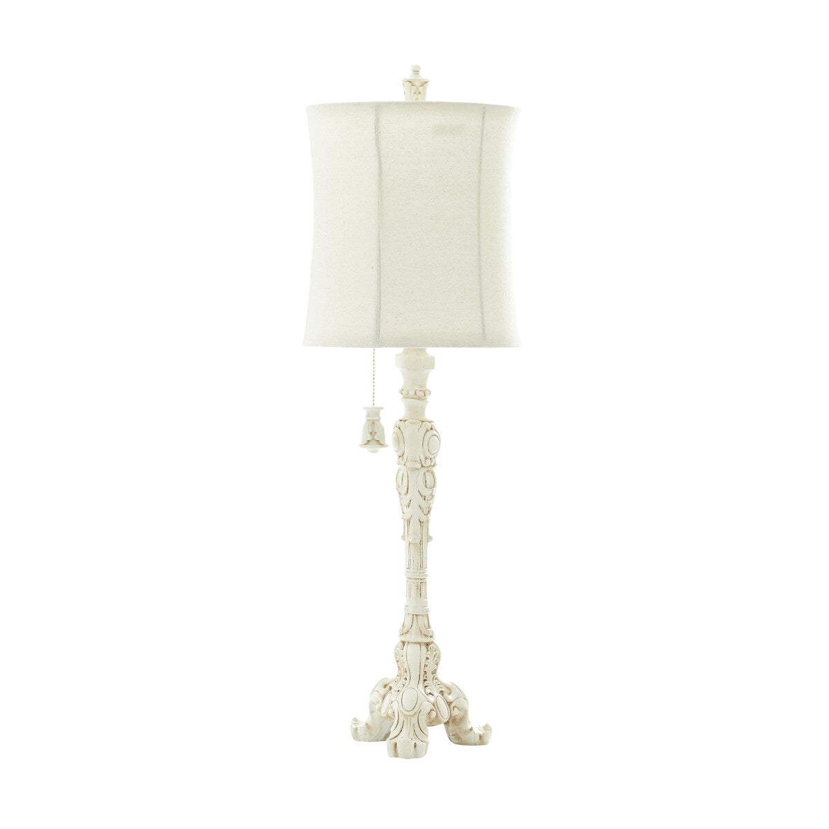 Polystone Antique Style Room Buffet Lamp with Drum Shade - Cream - Roche River Decor