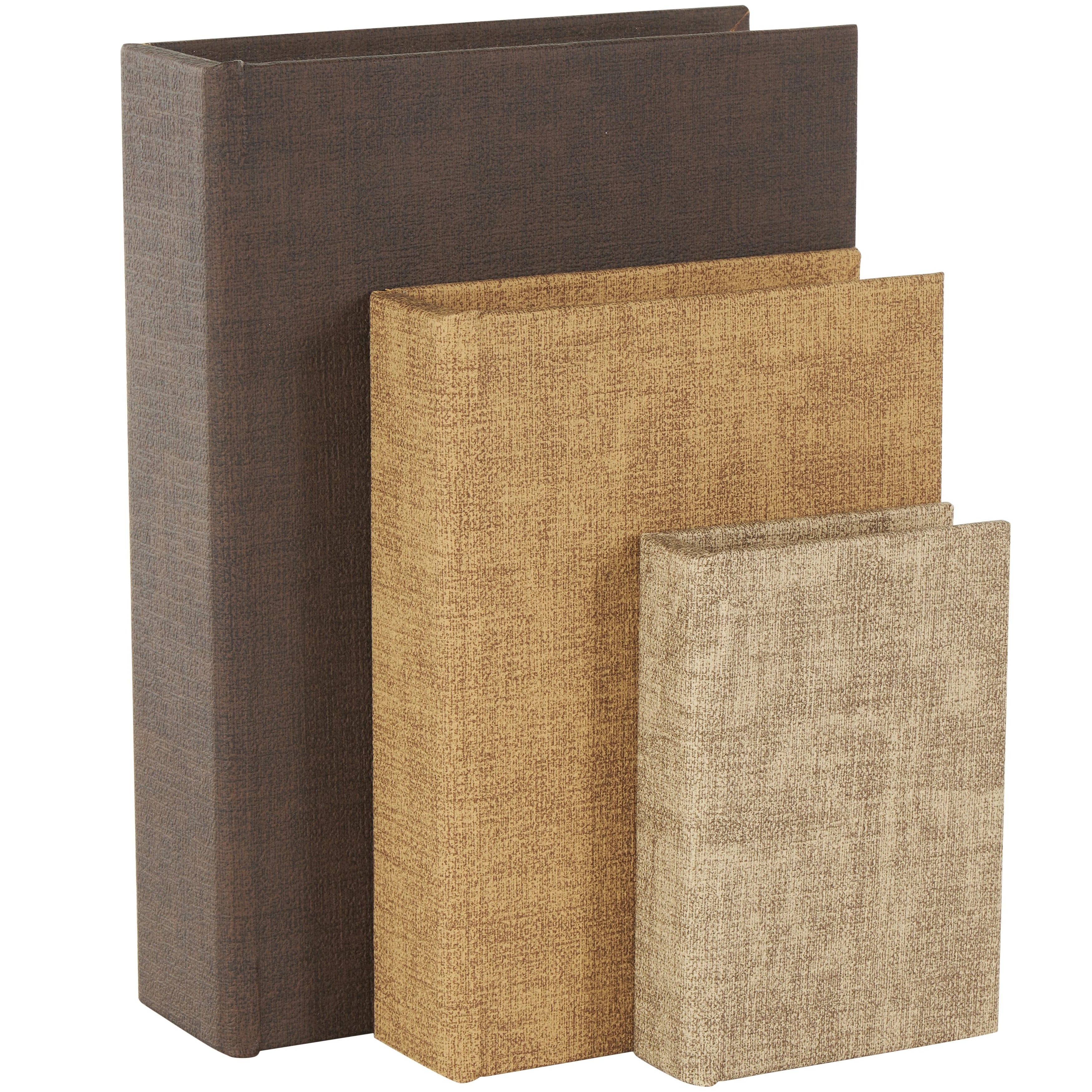 Linen Leather or Wooden Fabric Storage Book Decorative Box - Set of 3 or 4 Multi Colored - Roche River Decor
