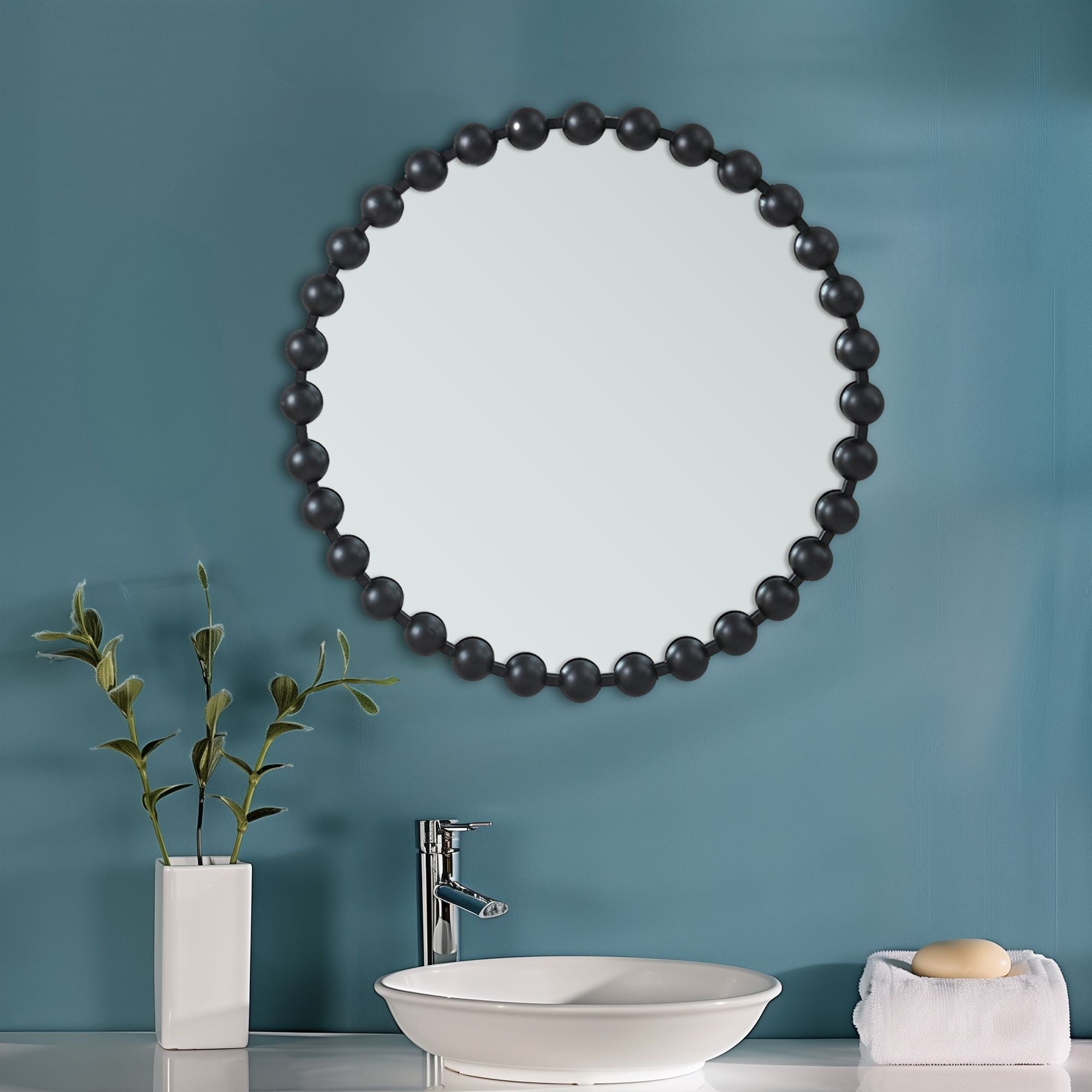 Madison Park Signature Marlowe Beaded Round Wall Mirror