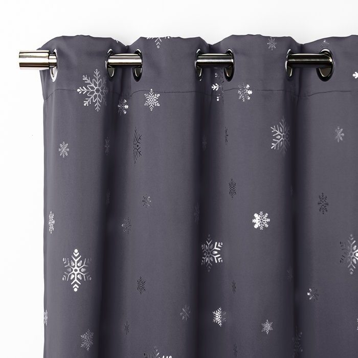 Aurora Home Silver Foil Snowflake Thermal Insulated Blackout Curtains