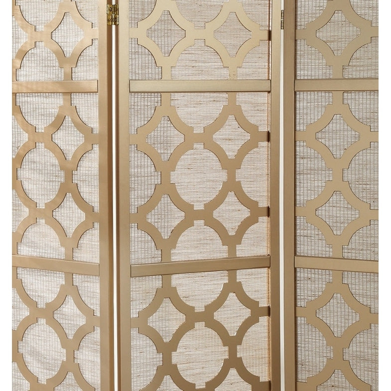 Roundhill Furniture Quatrefoil Infused Diamond Design 4-panel Room Divider