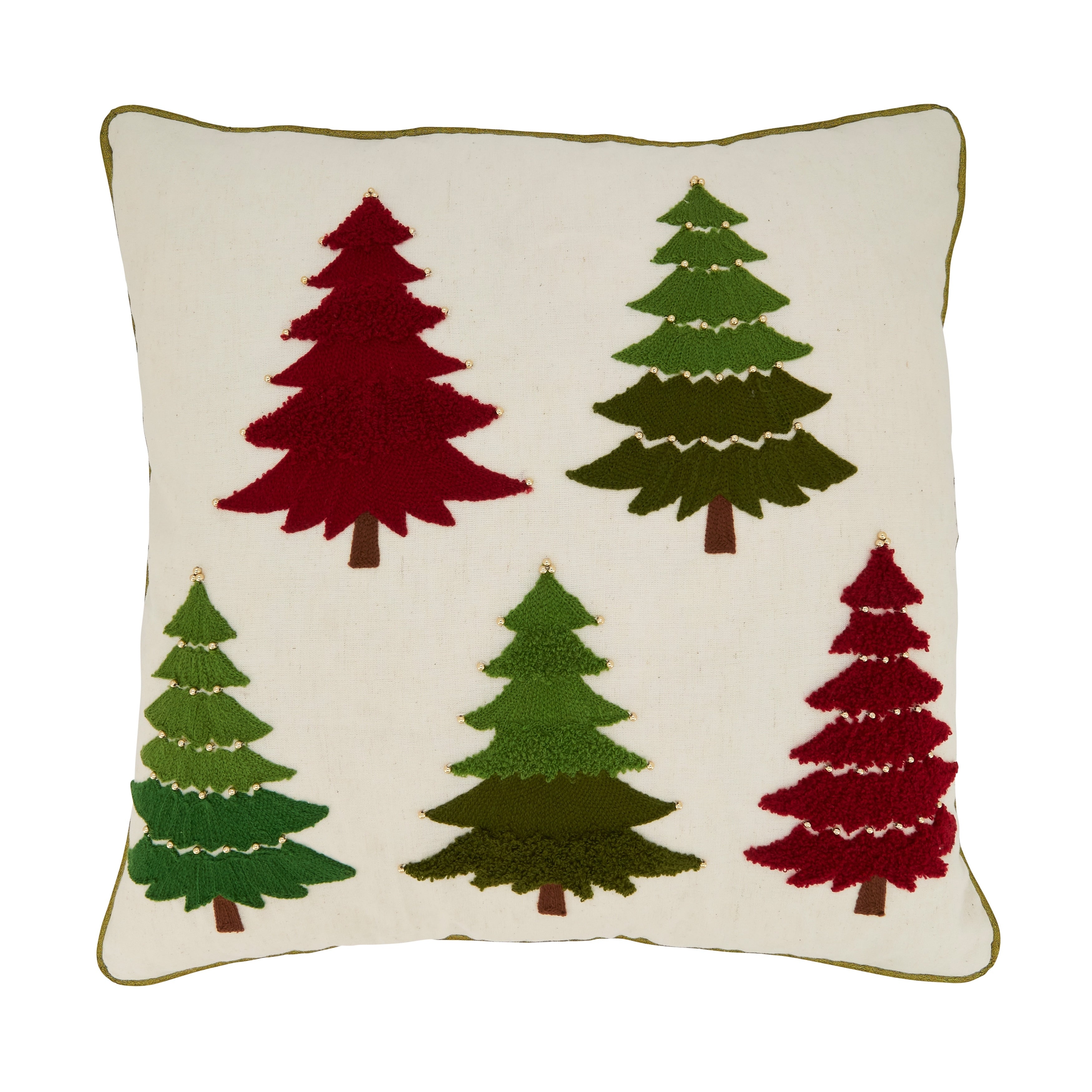 Embroidered Christmas Tree Throw Pillow