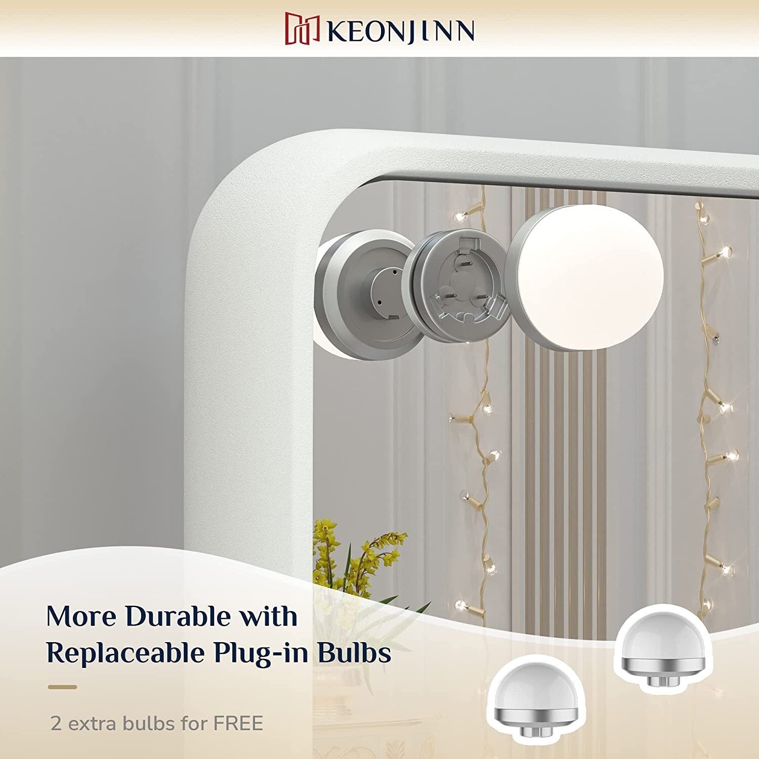 KEONJINN Hollywood Vanity Mirror with 15/18 LEDs Lights and Bluetooth Speakers