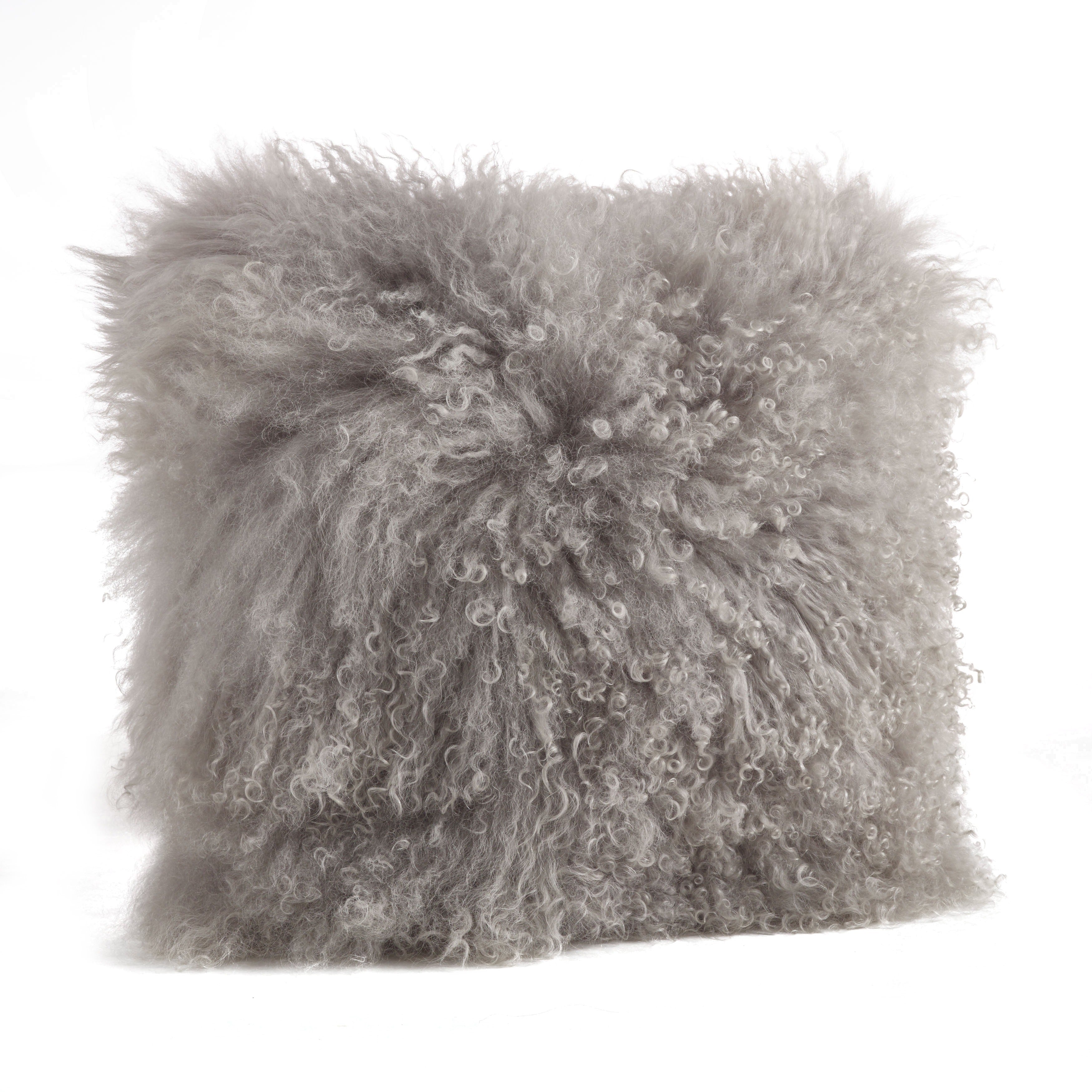 Wool Mongolian Lamb Fur Decorative Throw Pillow