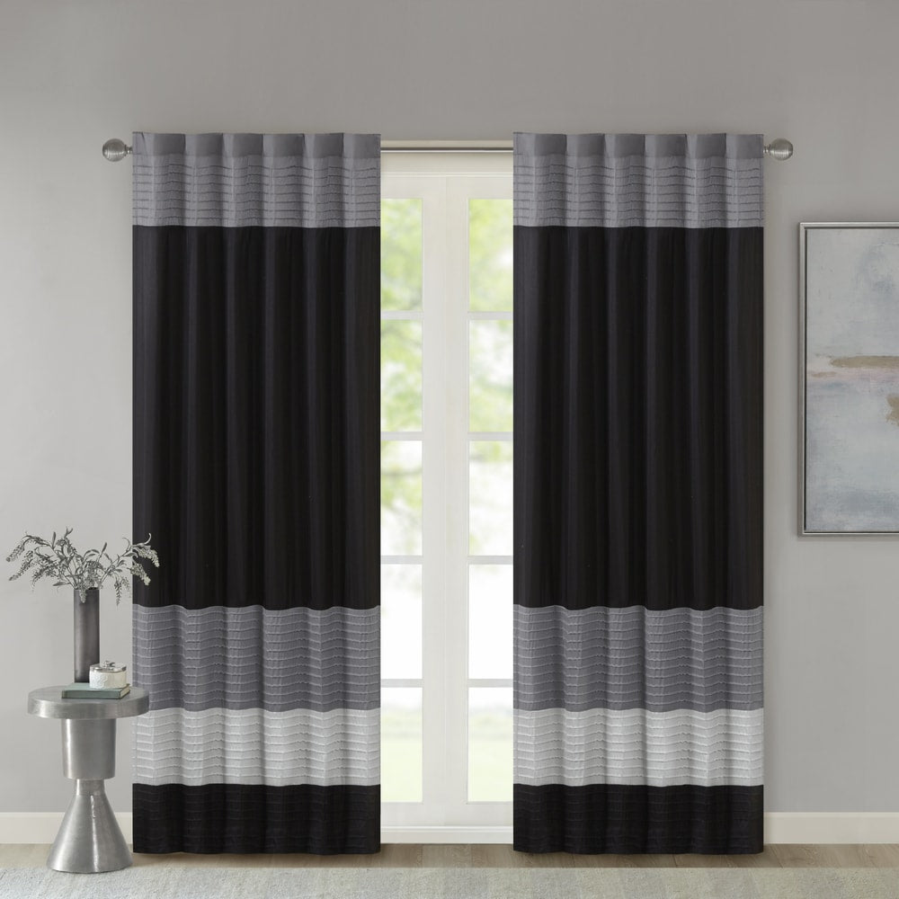 Madison Park Selma Polyoni Pintuck Single Window Curtain Panel