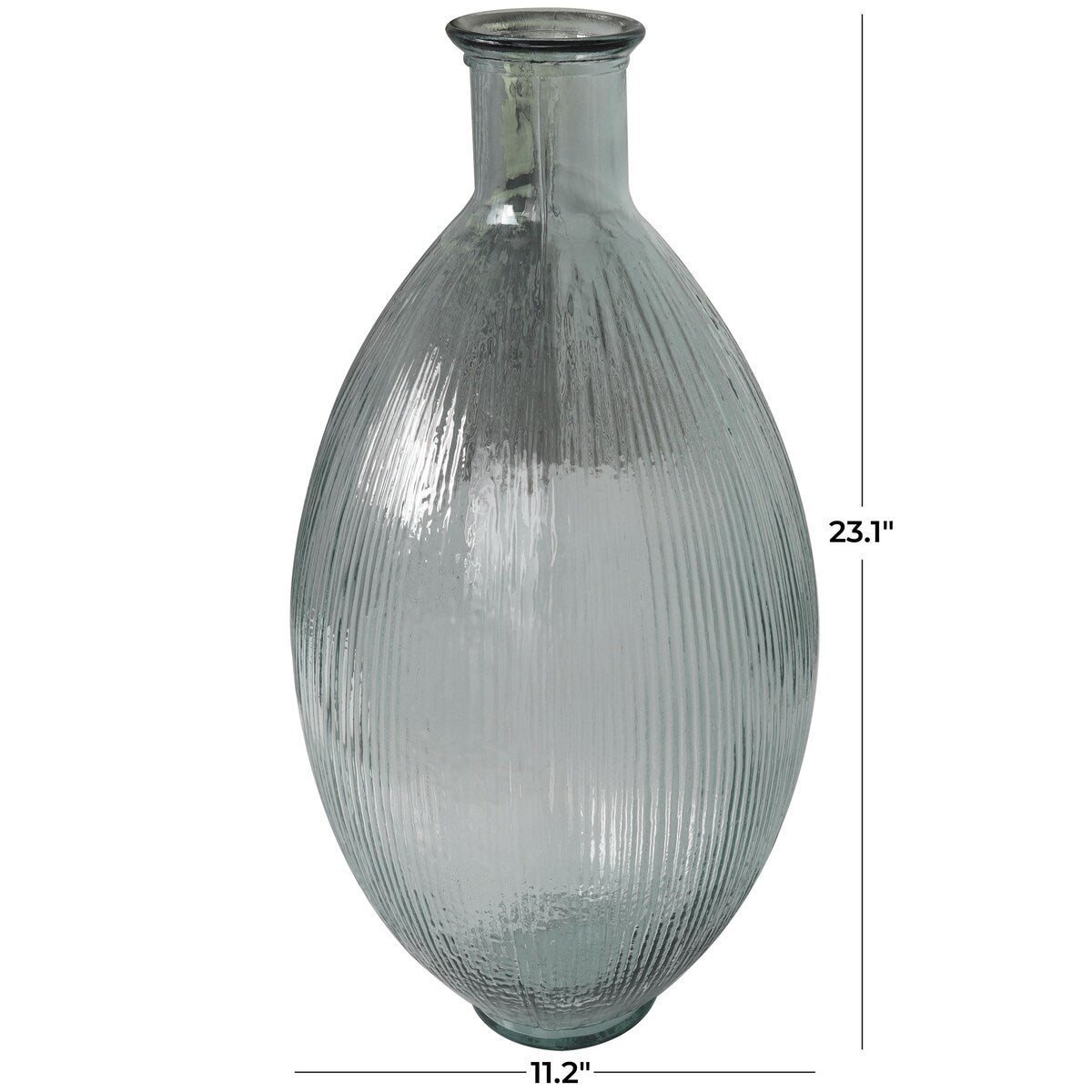 Recycled Glass Handmade Ribbed Spanish Bottle Decorative Vase - Clear - Roche River Decor