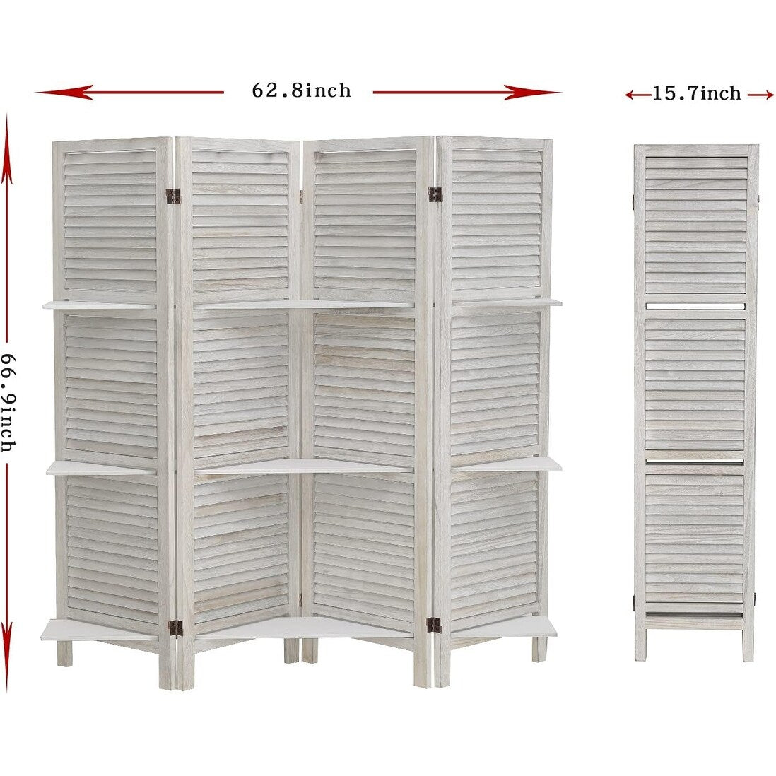 4 Panel Room Divider with Shelves,Wall Room Dividers,Folding Privacy Screens,Portable room partitions and dividers