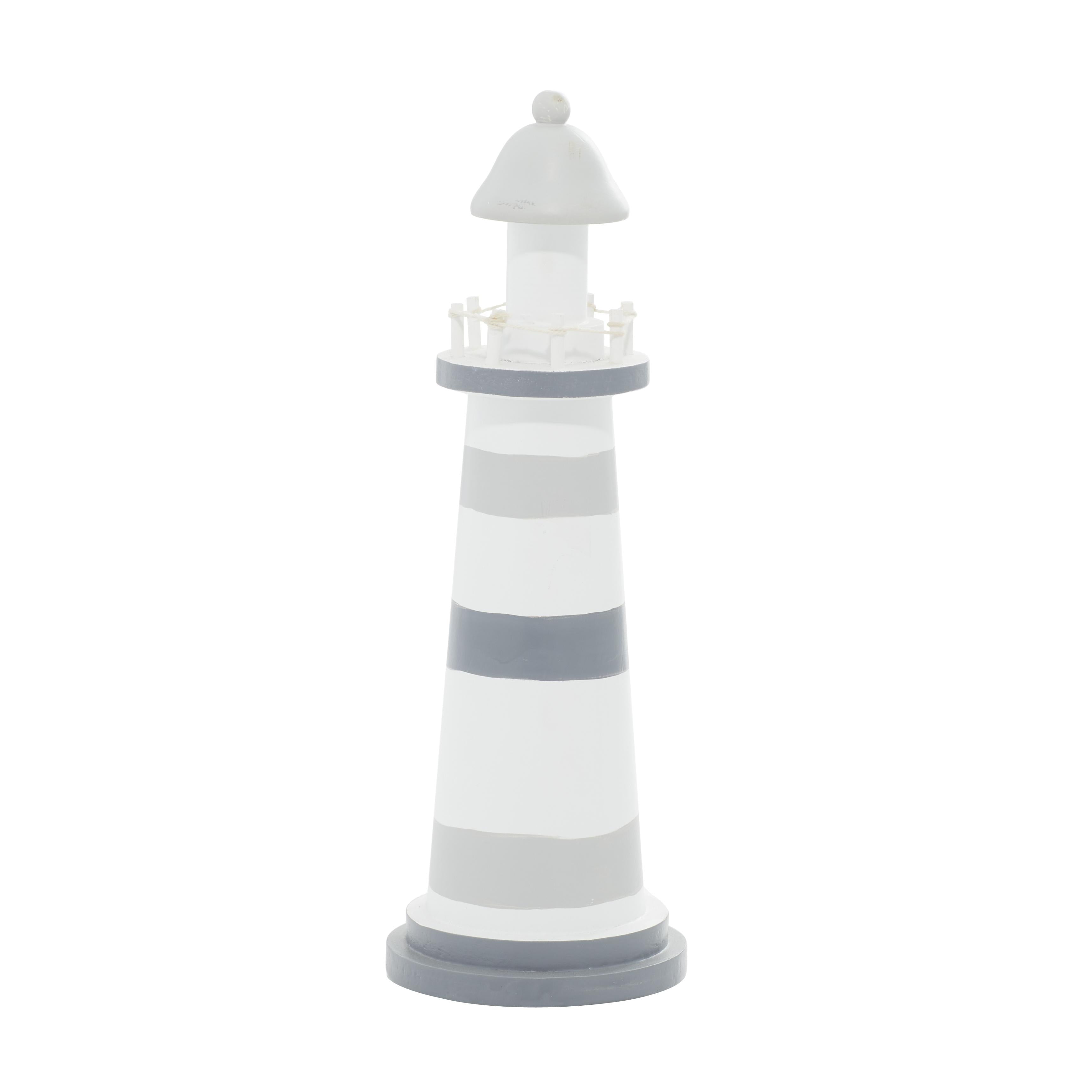 Gray Wooden Light House Decorative Sculpture