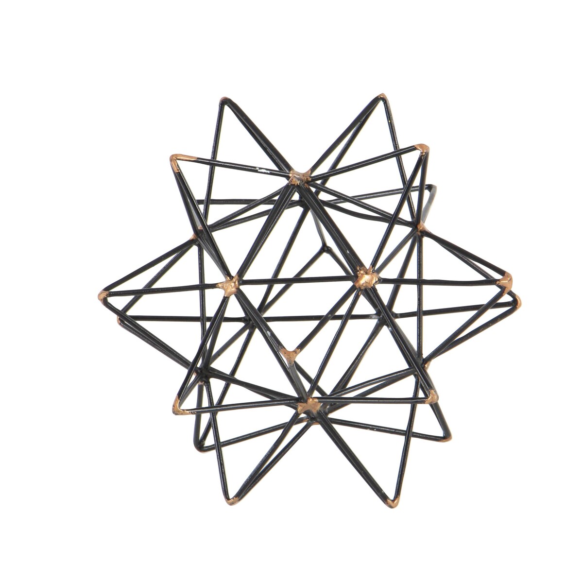 Metal Geometric Decorative Sculpture with Gold Accents - Black - Roche River Decor