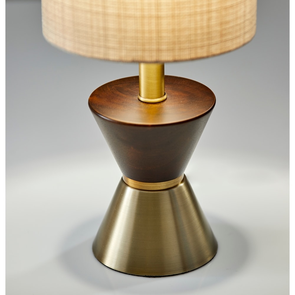 Adesso Antique Brass and Walnut Rubberwood Carmen Table Lamp