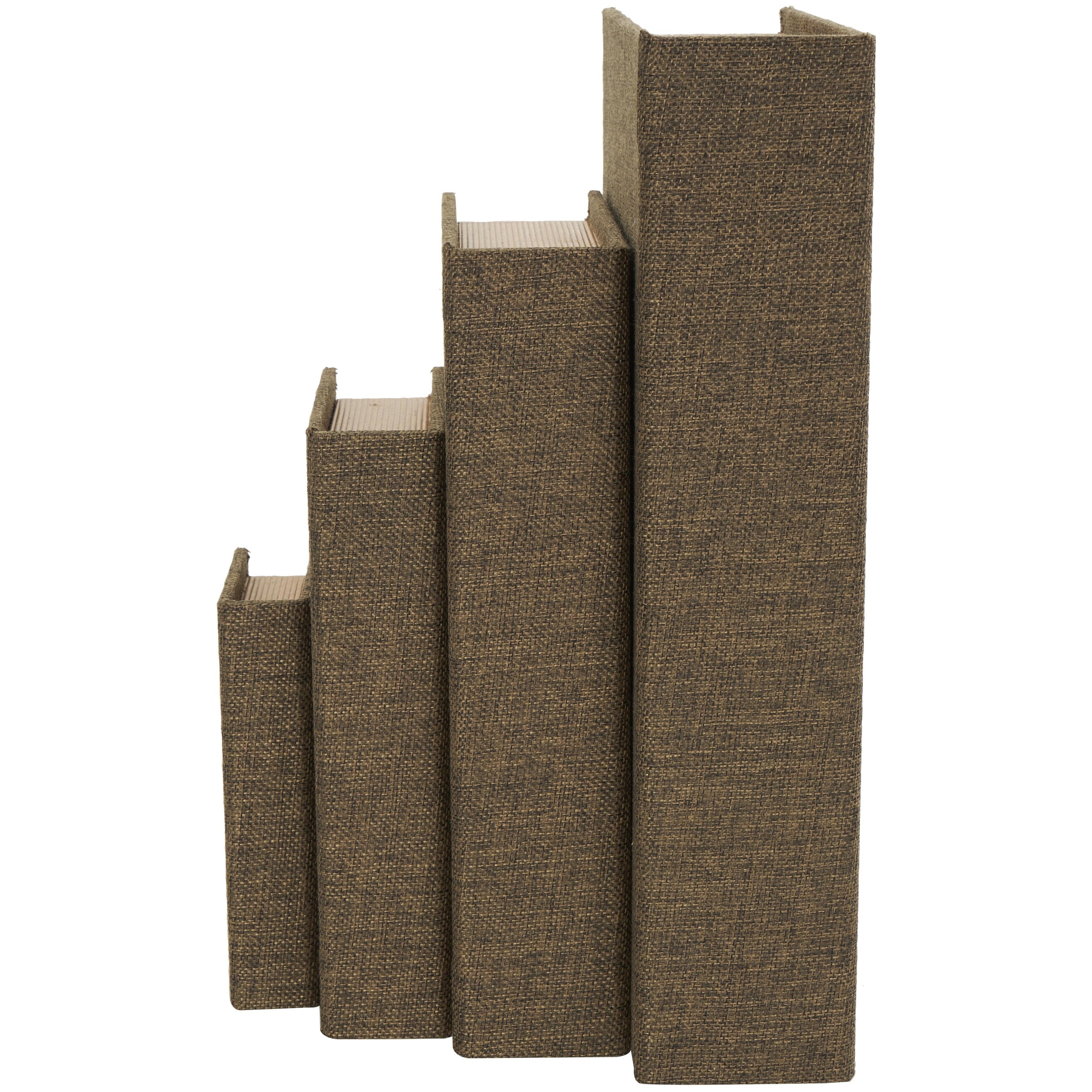 Linen Leather or Wooden Fabric Storage Book Decorative Box - Set of 3 or 4 Multi Colored - Roche River Decor