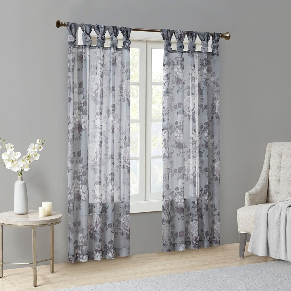 Rod Pocket and Back Tab Voile Sheer Curtain