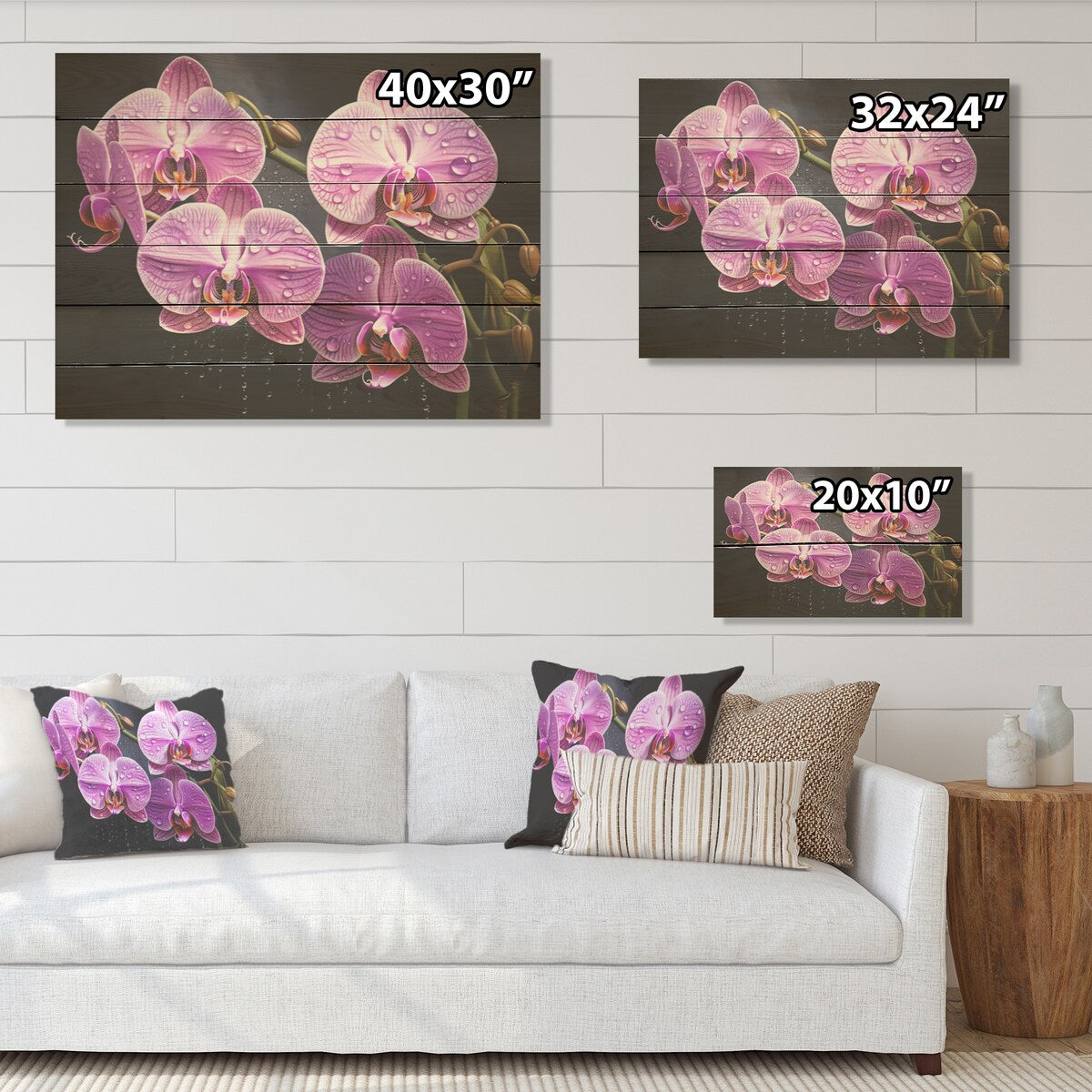 Designart Pink Orchids Oasis Orchids Wood Wall Decor - Traditional Pink Wood Panel On Natural Pine Wood