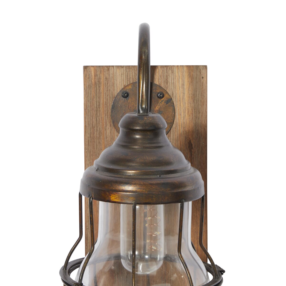 Metal Battery Operated Room Accent Lamp with Included Fixed LED Light - Brown - Roche River Decor