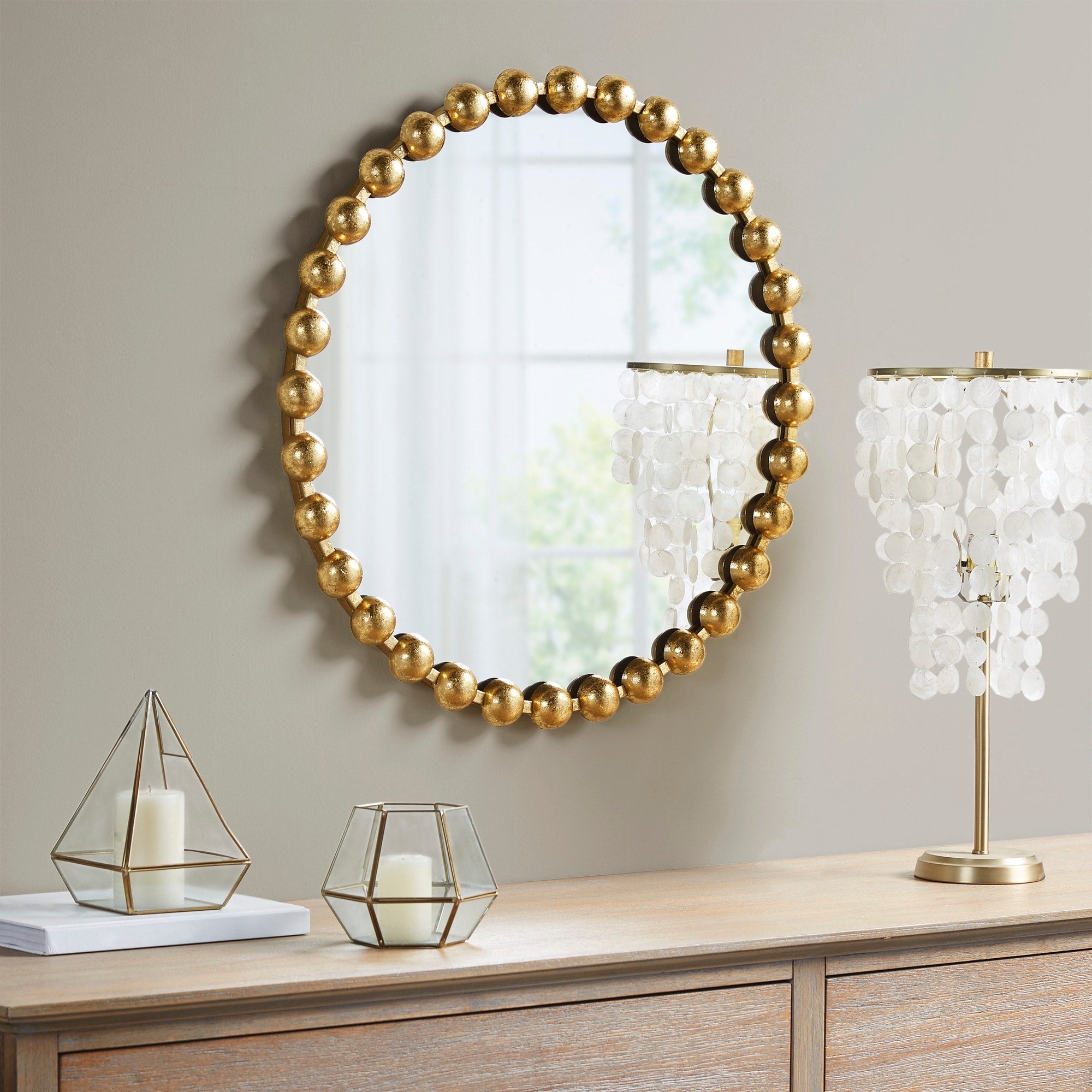 Madison Park Signature Marlowe Beaded Round Wall Mirror