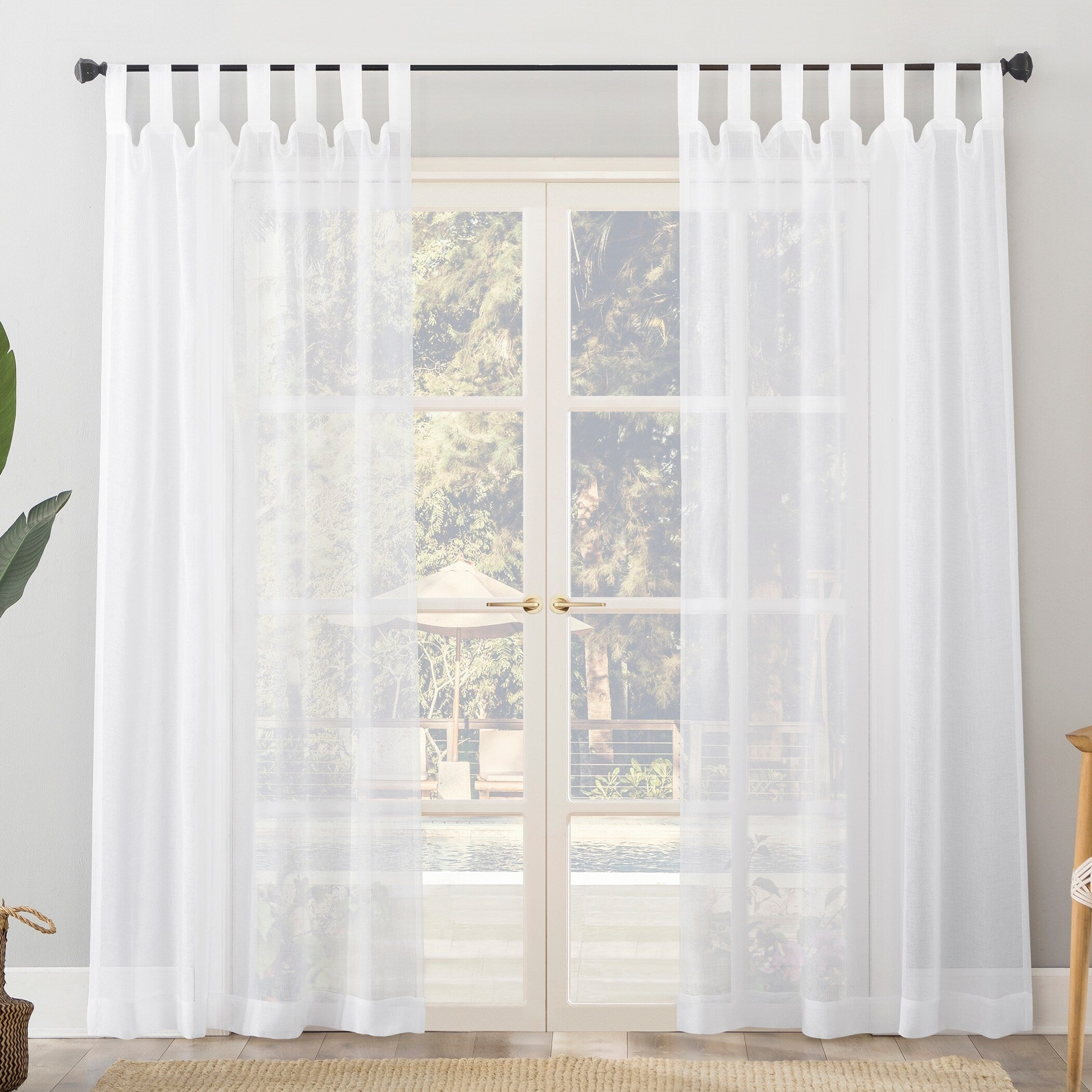 No. 918 Amina Open Weave Indoor/Outdoor Sheer Tab Top Curtain Panel, Single Panel