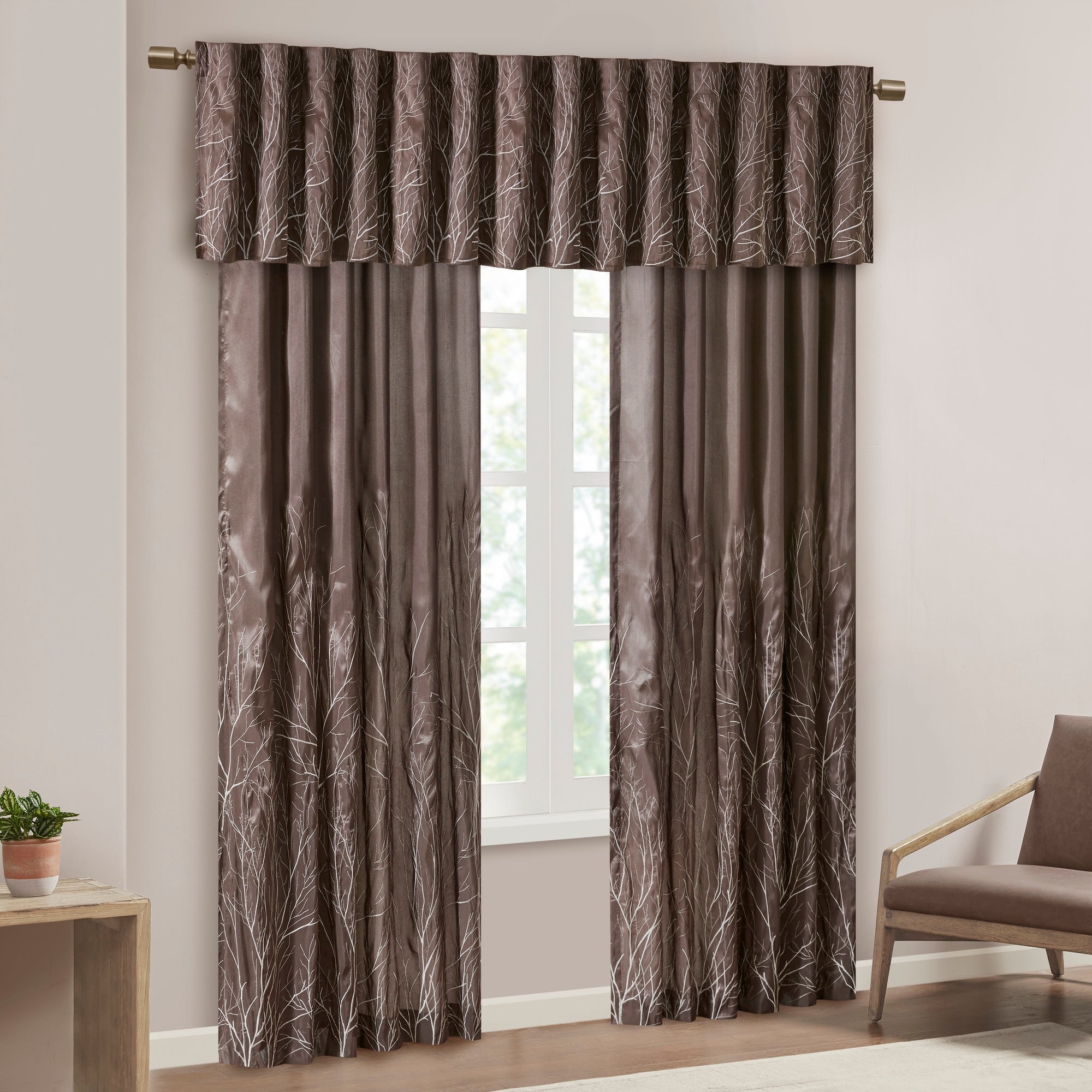 Madison Park Eliza Faux Silk Embroidered Window Valance - 50 x 18