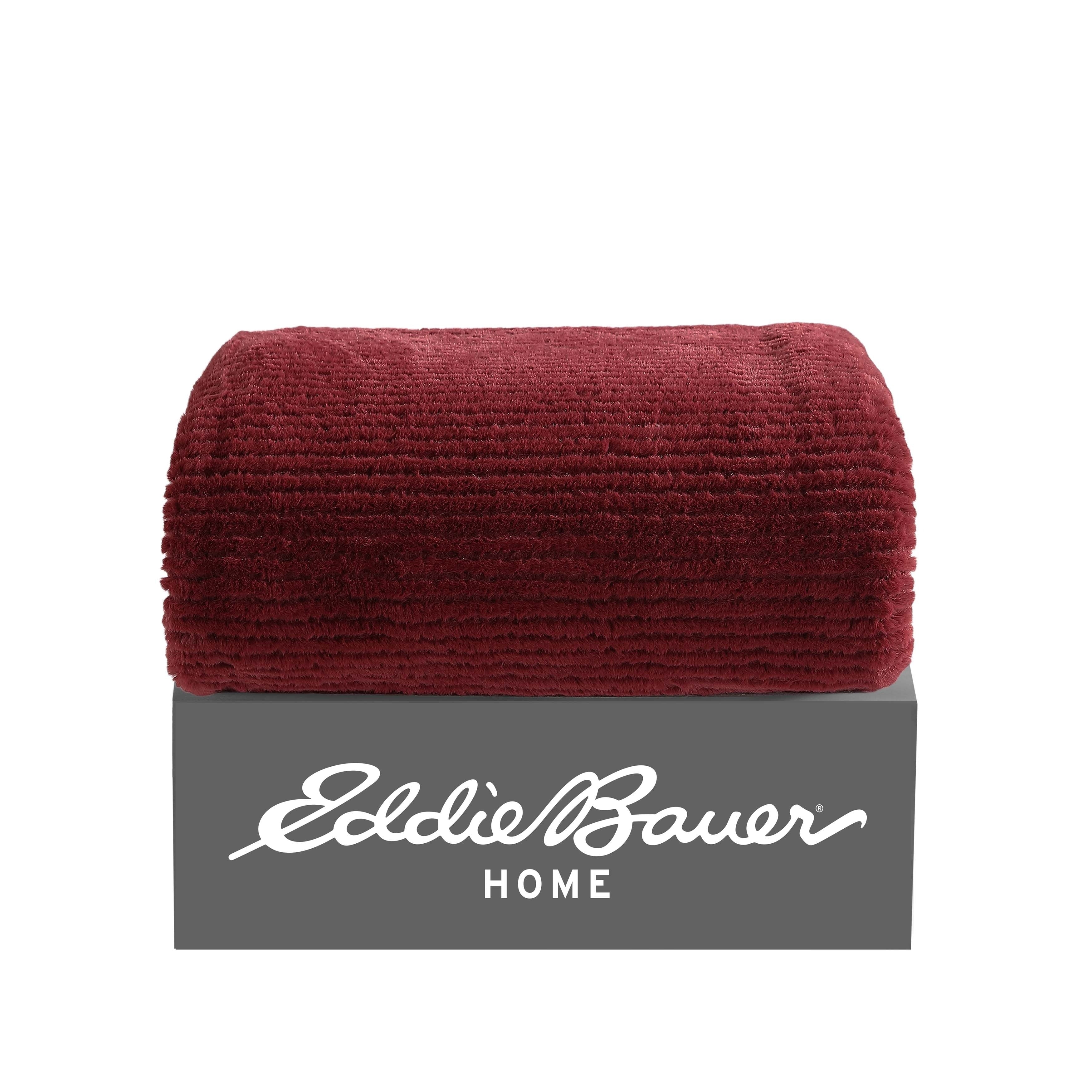 Eddie Bauer Ribbed Super Soft Textured- Solid Plush Throw Blanket