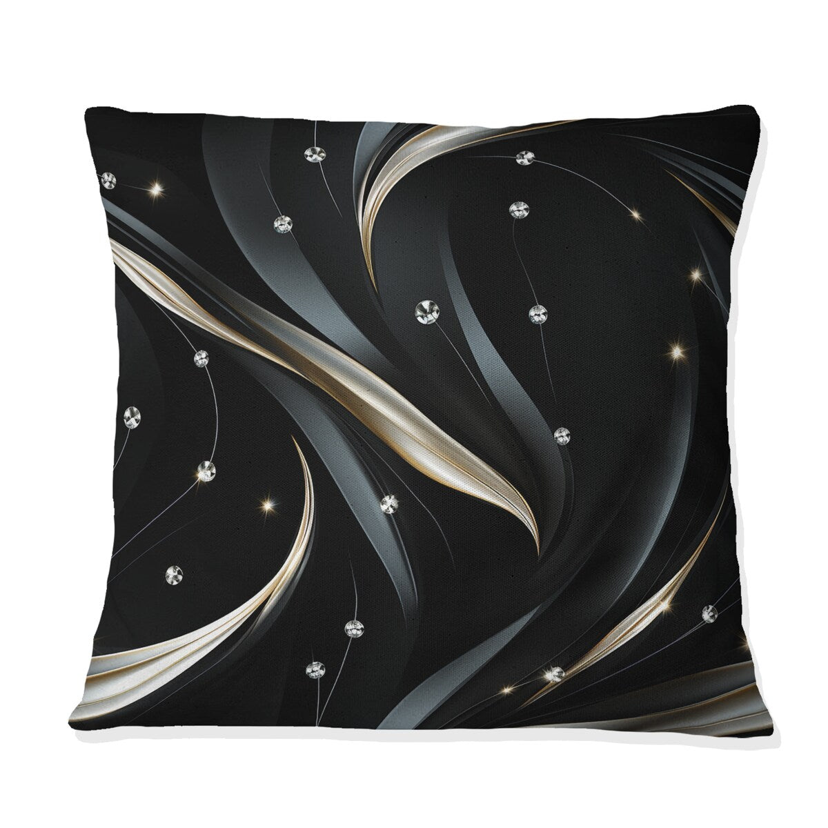 Designart Deep Black Silver Elegance III Glam Printed Throw Pillow