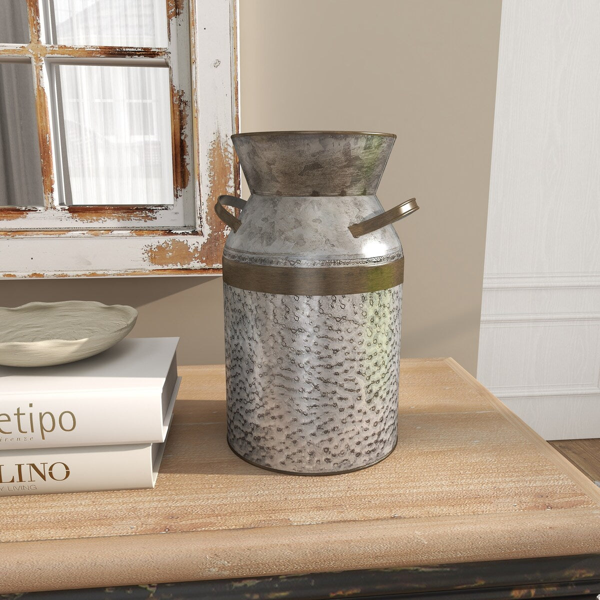 Metal Milk Can Decorative Vase - Gray - Roche River Decor