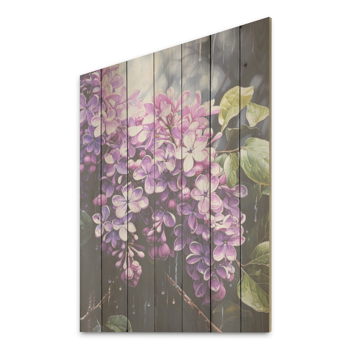 Designart Whispers Of Lilac I Lilacs Wood Wall Decor - Traditional Purple Wood Panel On Natural Pine Wood