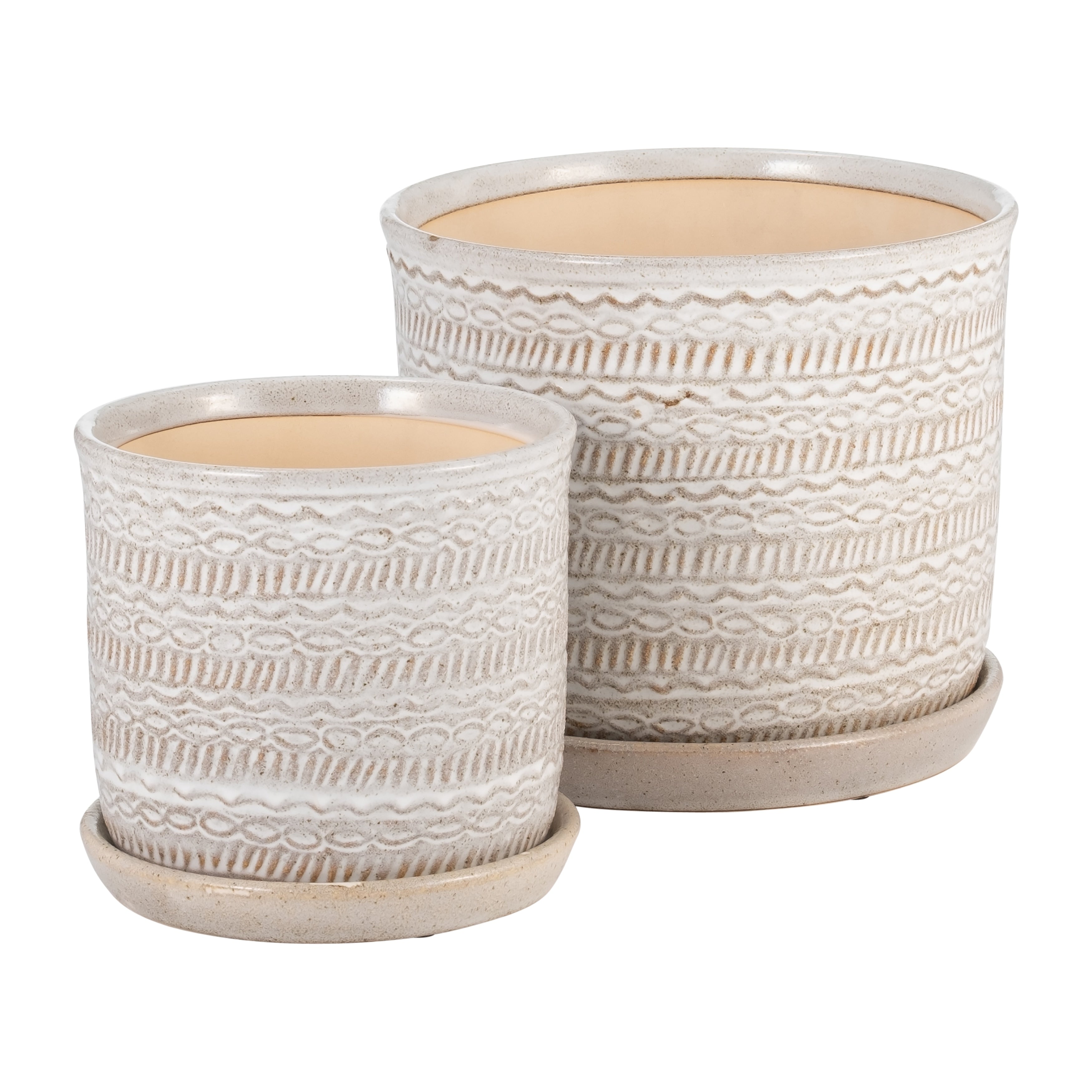 Sagebrook Home Modern Indoor or Outdoor Ceramic Planter Set of 2