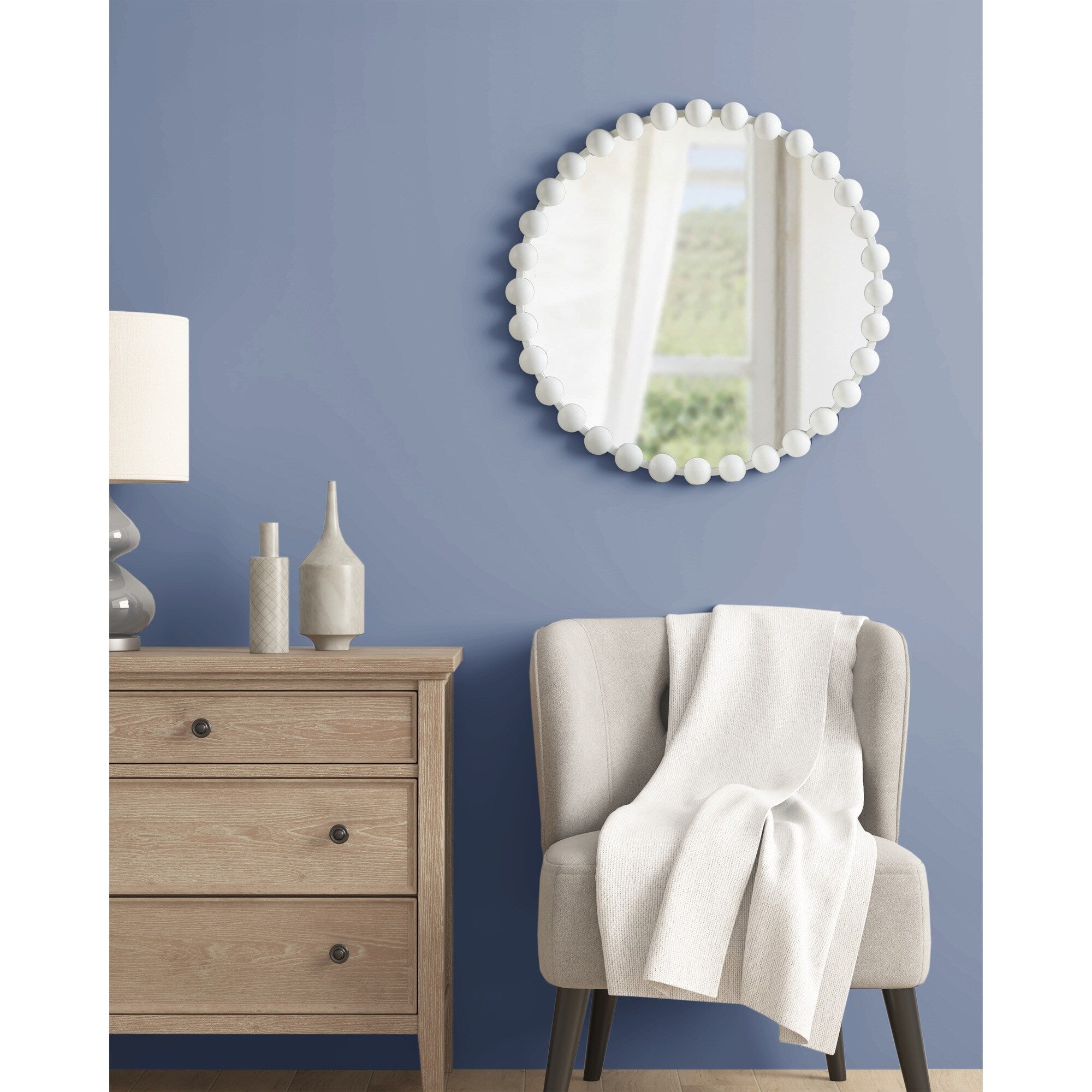 Madison Park Signature Marlowe Beaded Round Wall Mirror