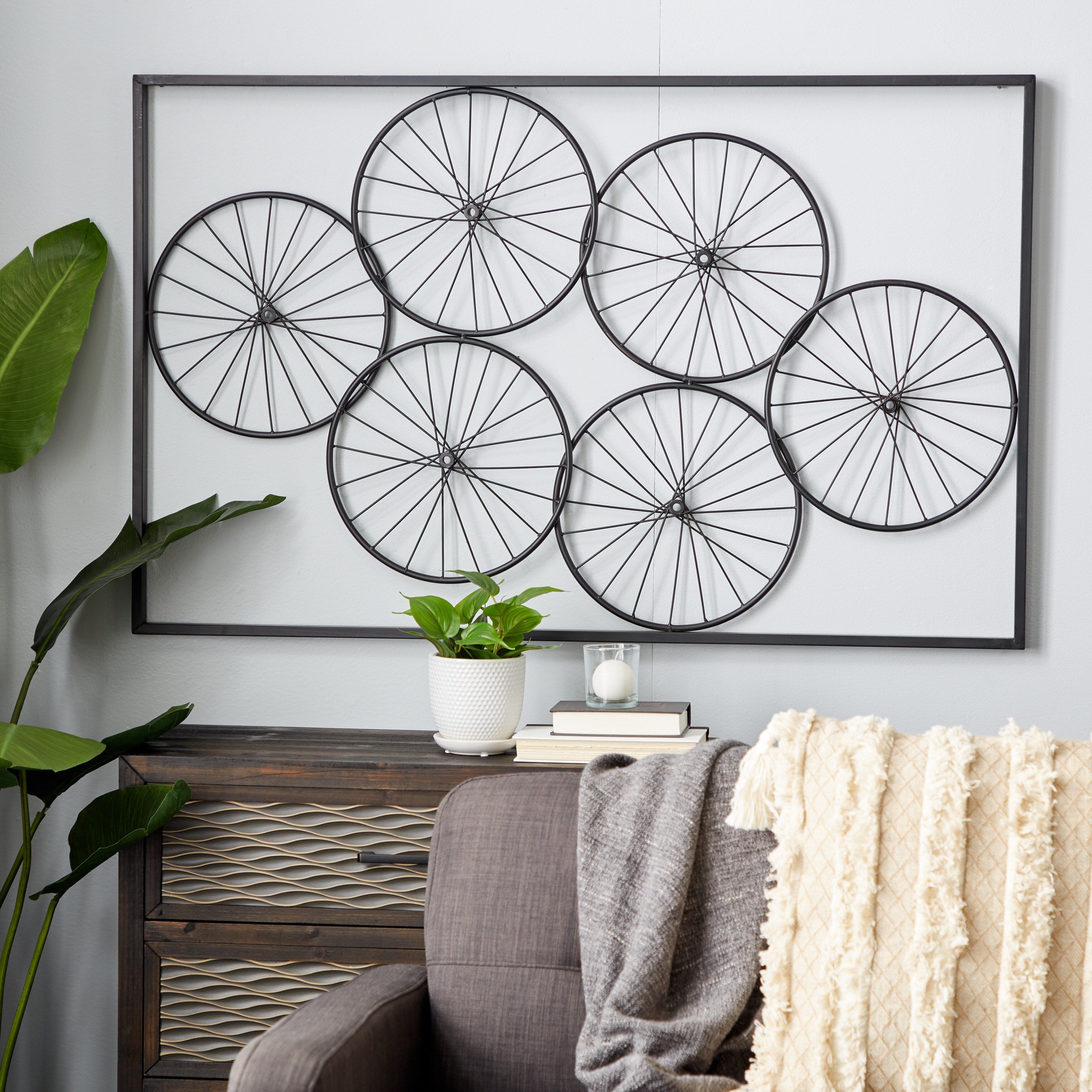 Black Metal Rustic Wall Decor Abstract 31 x 48 x 1