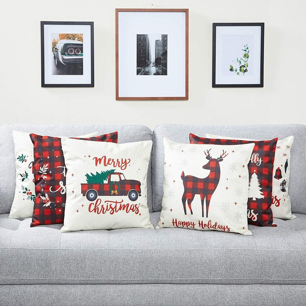 Set of 6 Christmas Throw Pillow Covers