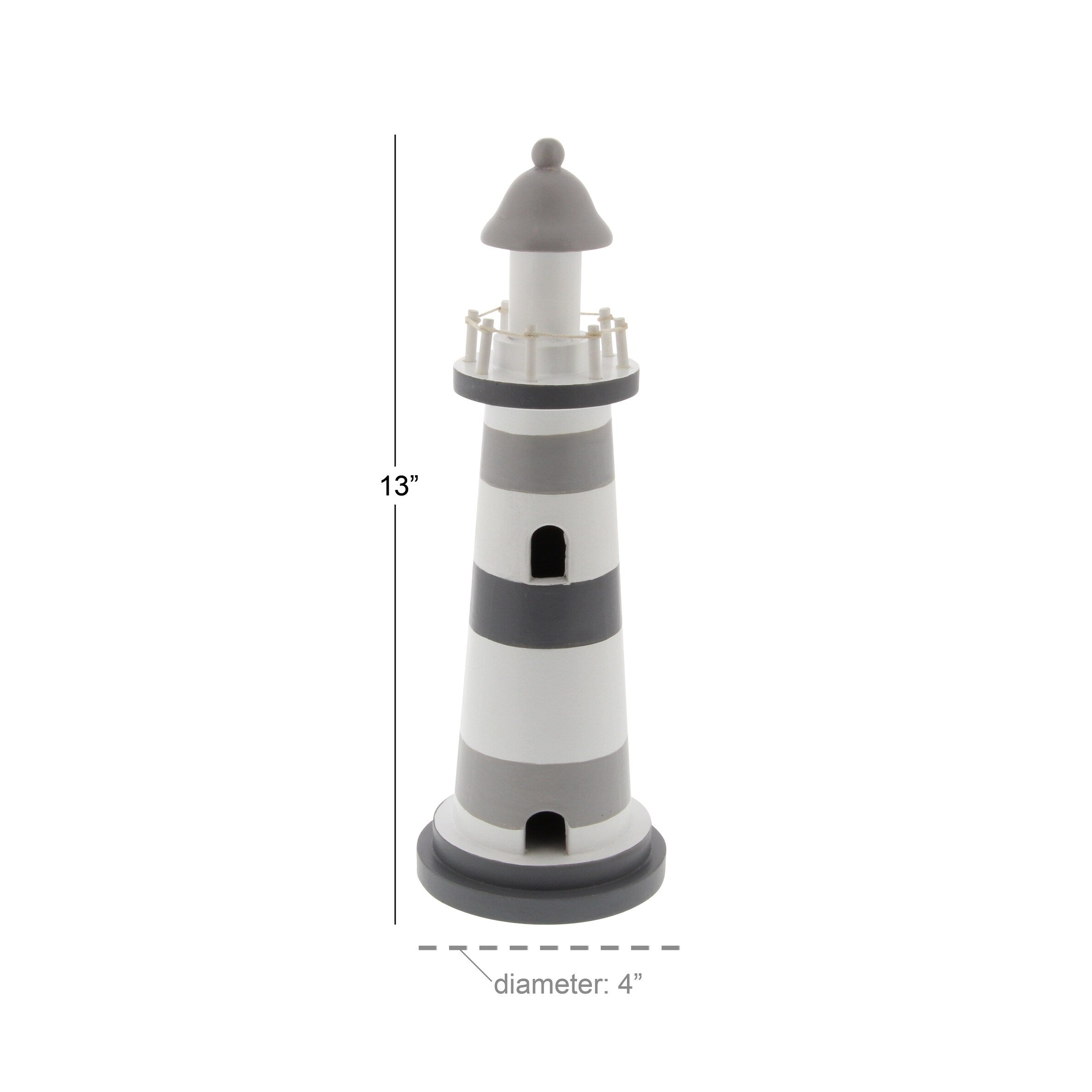 Gray Wooden Light House Decorative Sculpture