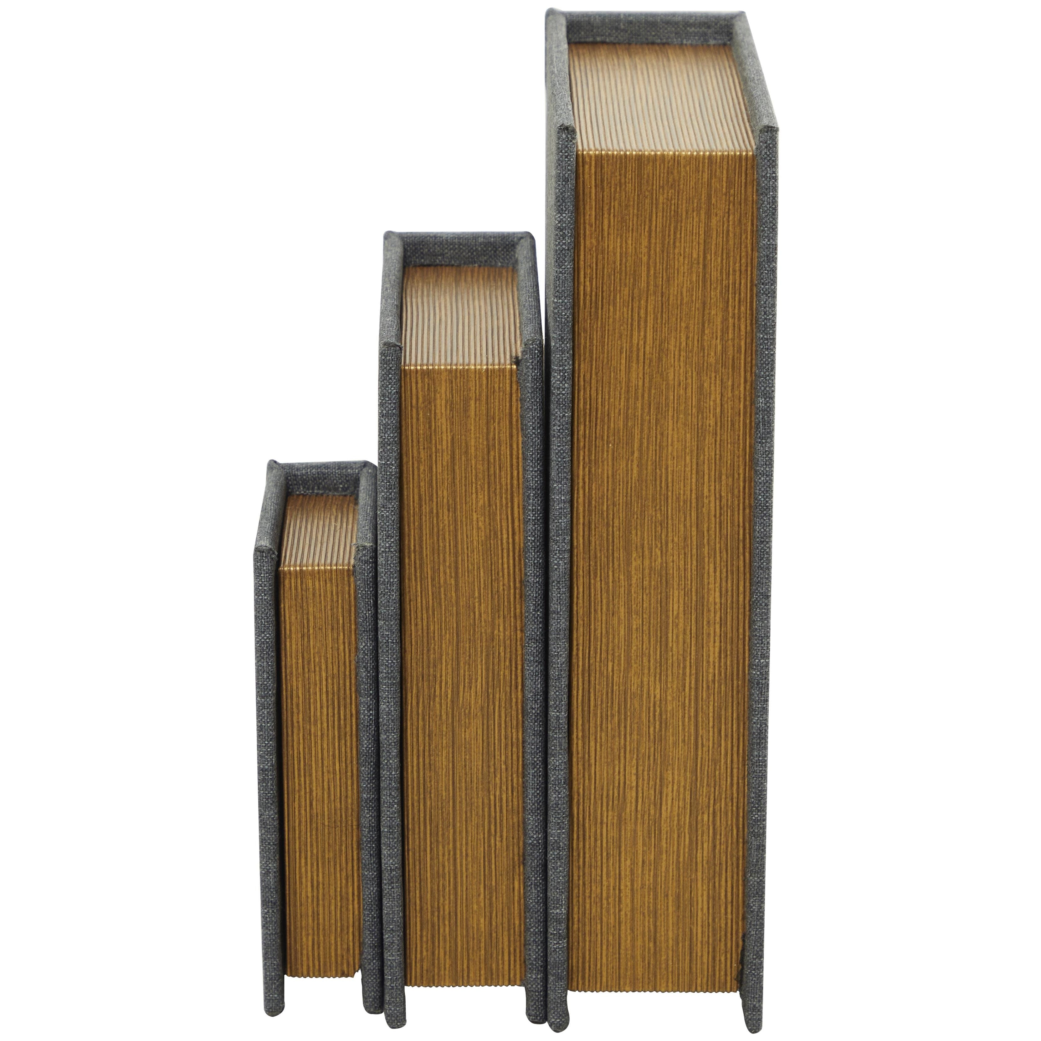Linen Leather or Wooden Fabric Storage Book Decorative Box - Set of 3 or 4 Multi Colored - Roche River Decor