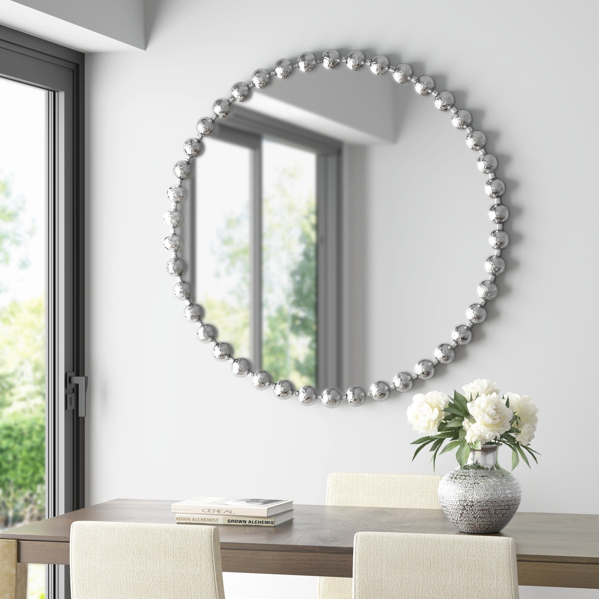 Madison Park Signature Marlowe Beaded Round Wall Mirror